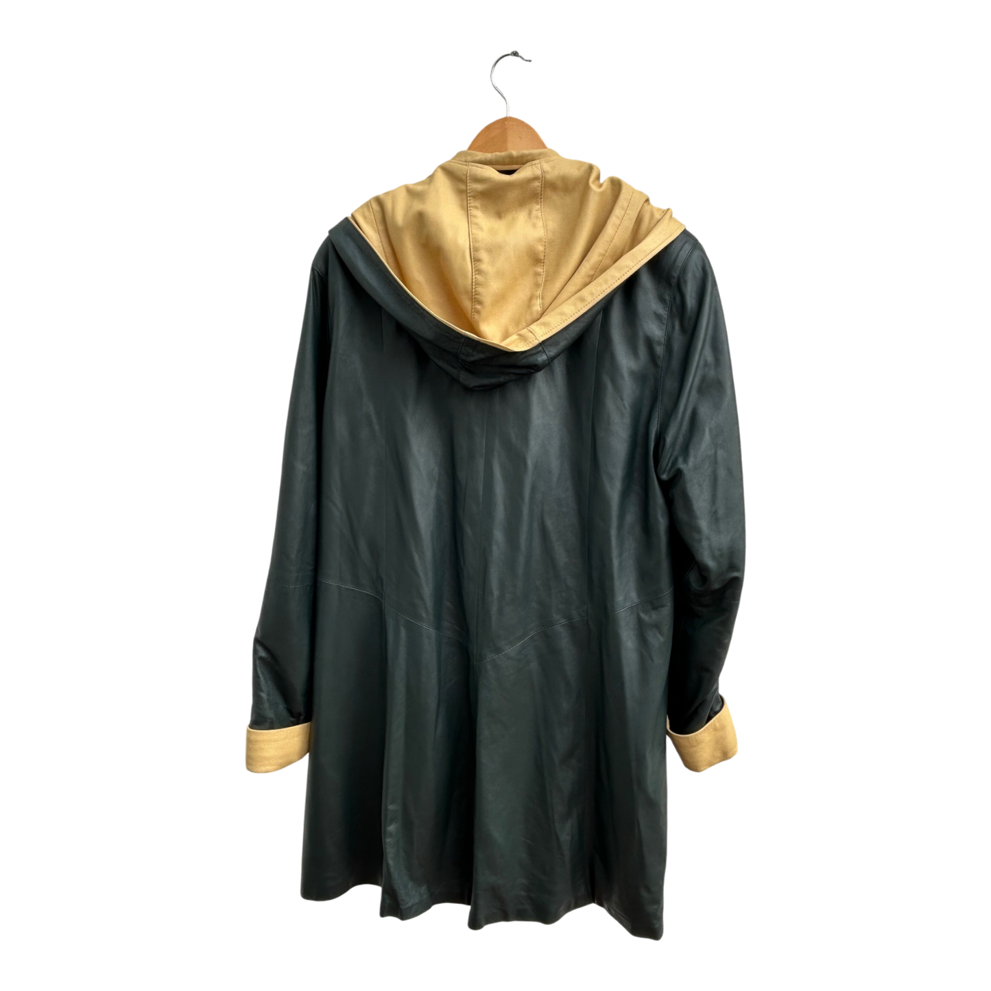 Ledermantel Zweifarbig Damen Gr M Verre Pelle Echtleder Butterweich Kapuze Luxus