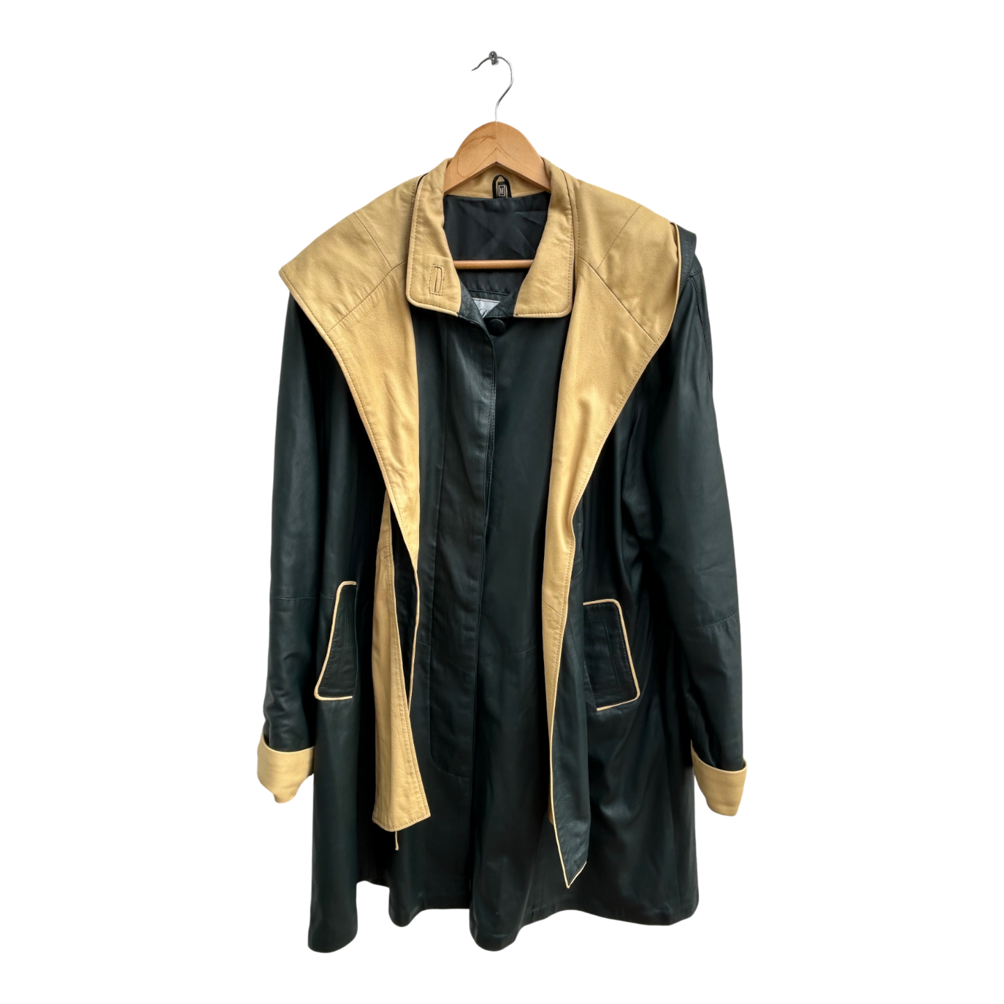 Ledermantel Zweifarbig Damen Gr M Verre Pelle Echtleder Butterweich Kapuze Luxus