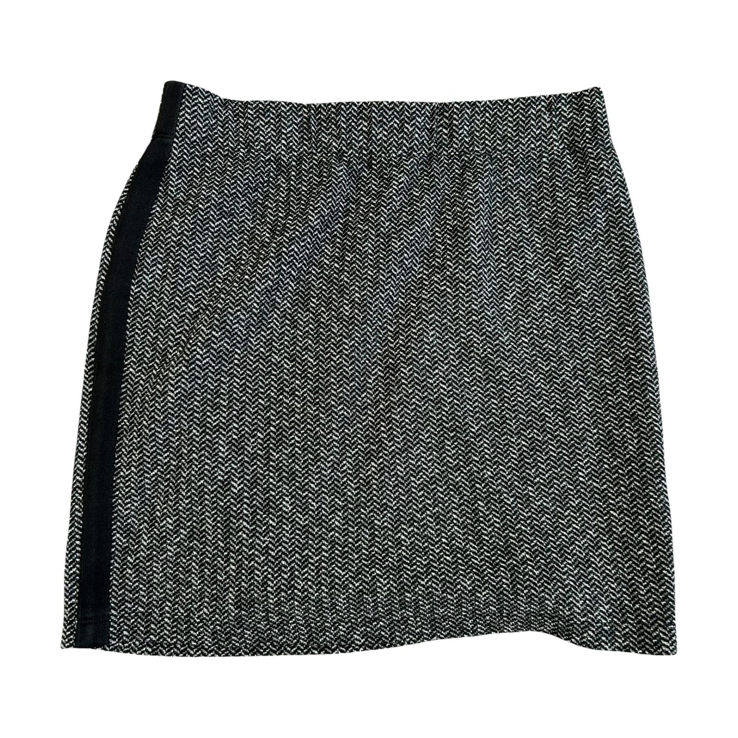 Comma Rock Damen Gr 40 Schwarz Grau Fischgrät Stretch Gummibund Midi