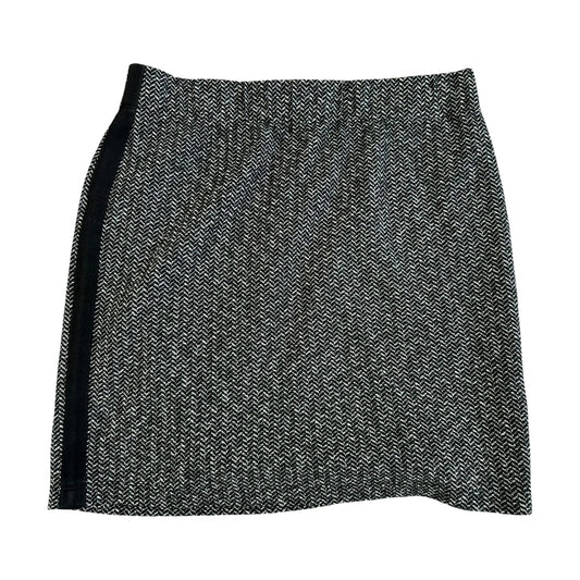 Comma Rock Damen Gr 40 Schwarz Grau Fischgrät Stretch Gummibund Midi