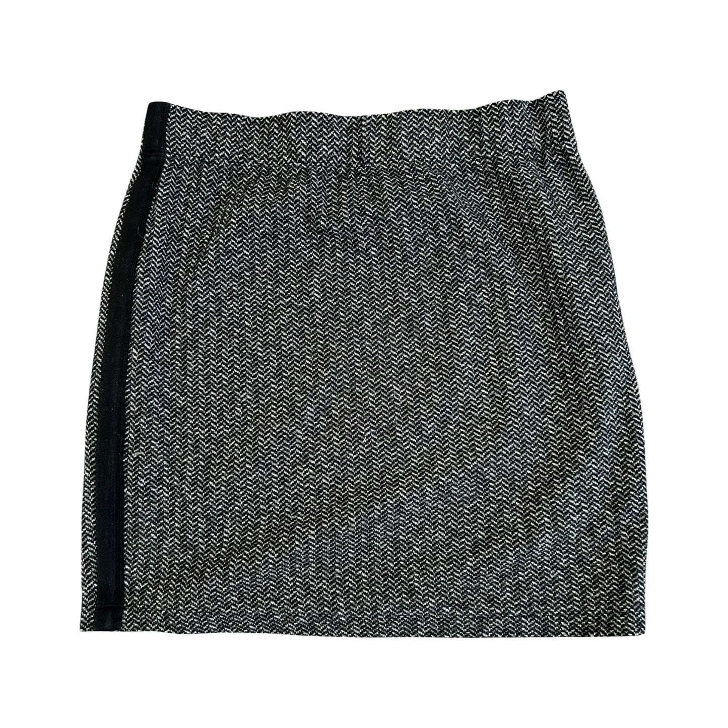 Comma Rock Damen Gr 40 Schwarz Grau Fischgrät Stretch Gummibund Midi