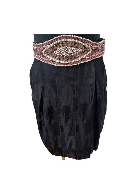 & Other Stories Rock Damen Gr 38 Schwarz Perlen Verziert Elegant Midi