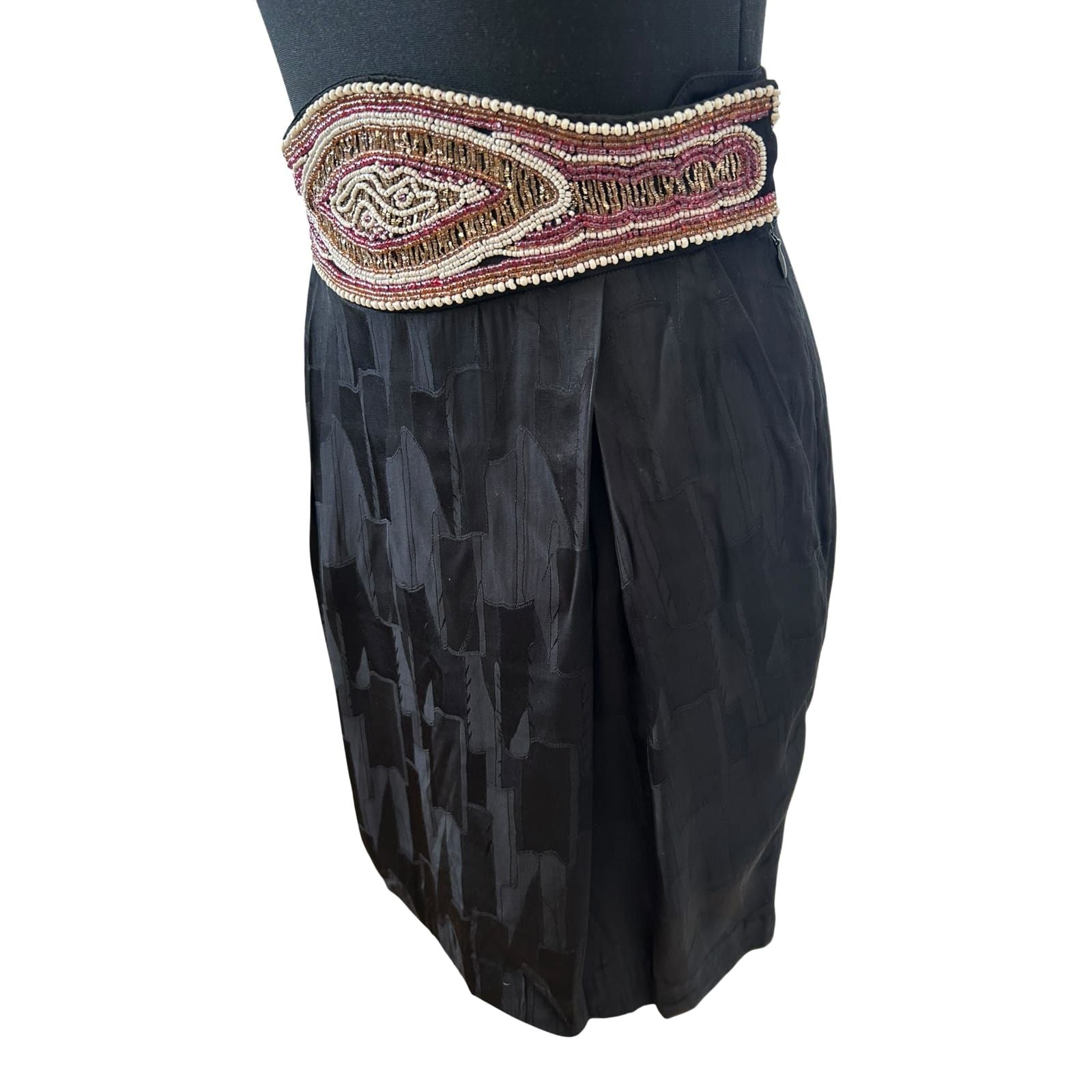 & Other Stories Rock Damen Gr 38 Schwarz Perlen Verziert Elegant Midi