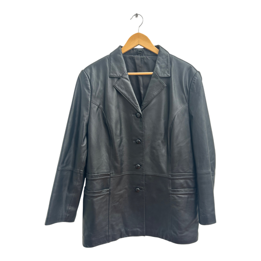 Lederjacke Schwarz Damen Gr 46 Echtleder Elegant Klassisch Pure Panda Vintage