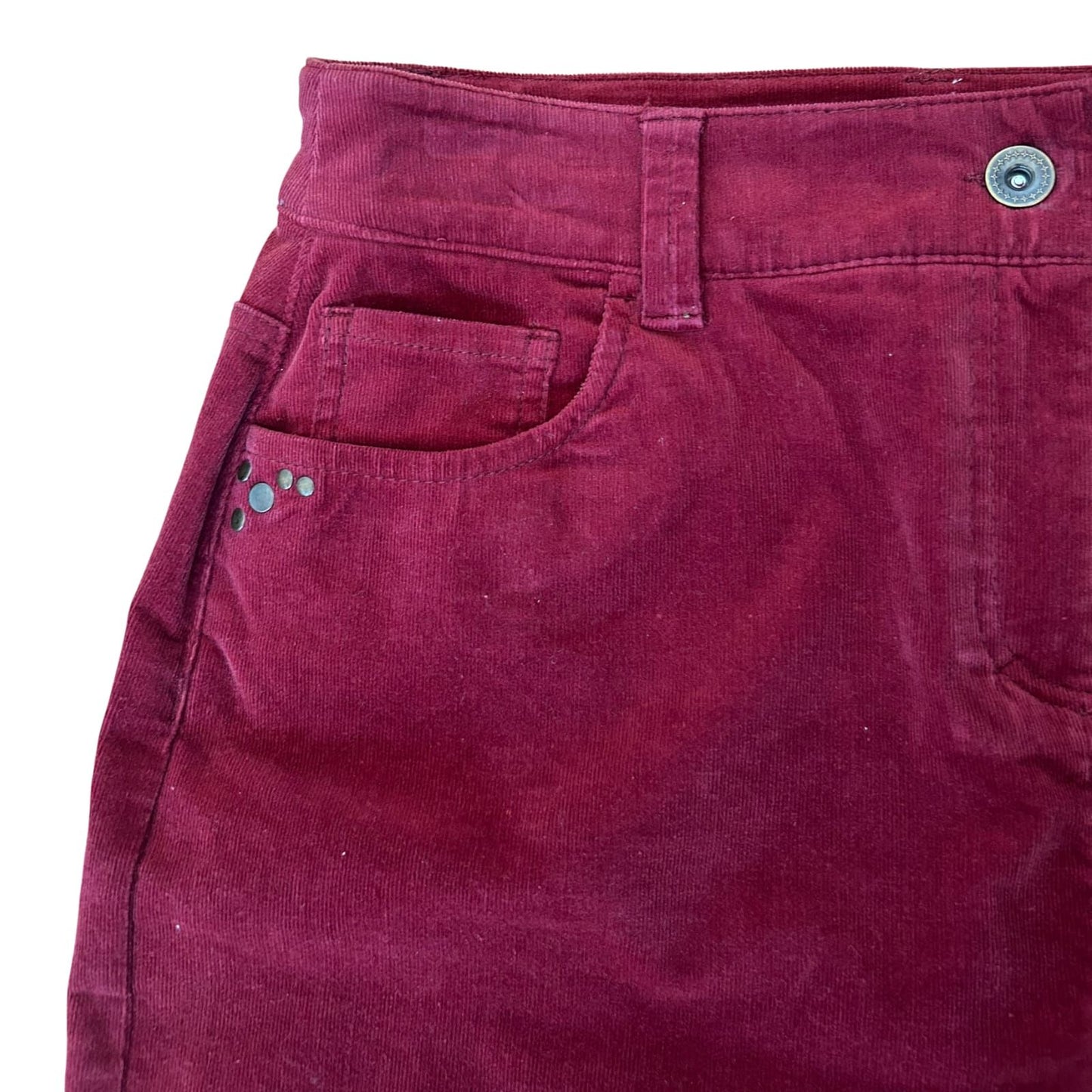Marco Pecci Rock Damen Gr 44 Rot Feincord Samtig Baumwolle Stretch Elegant