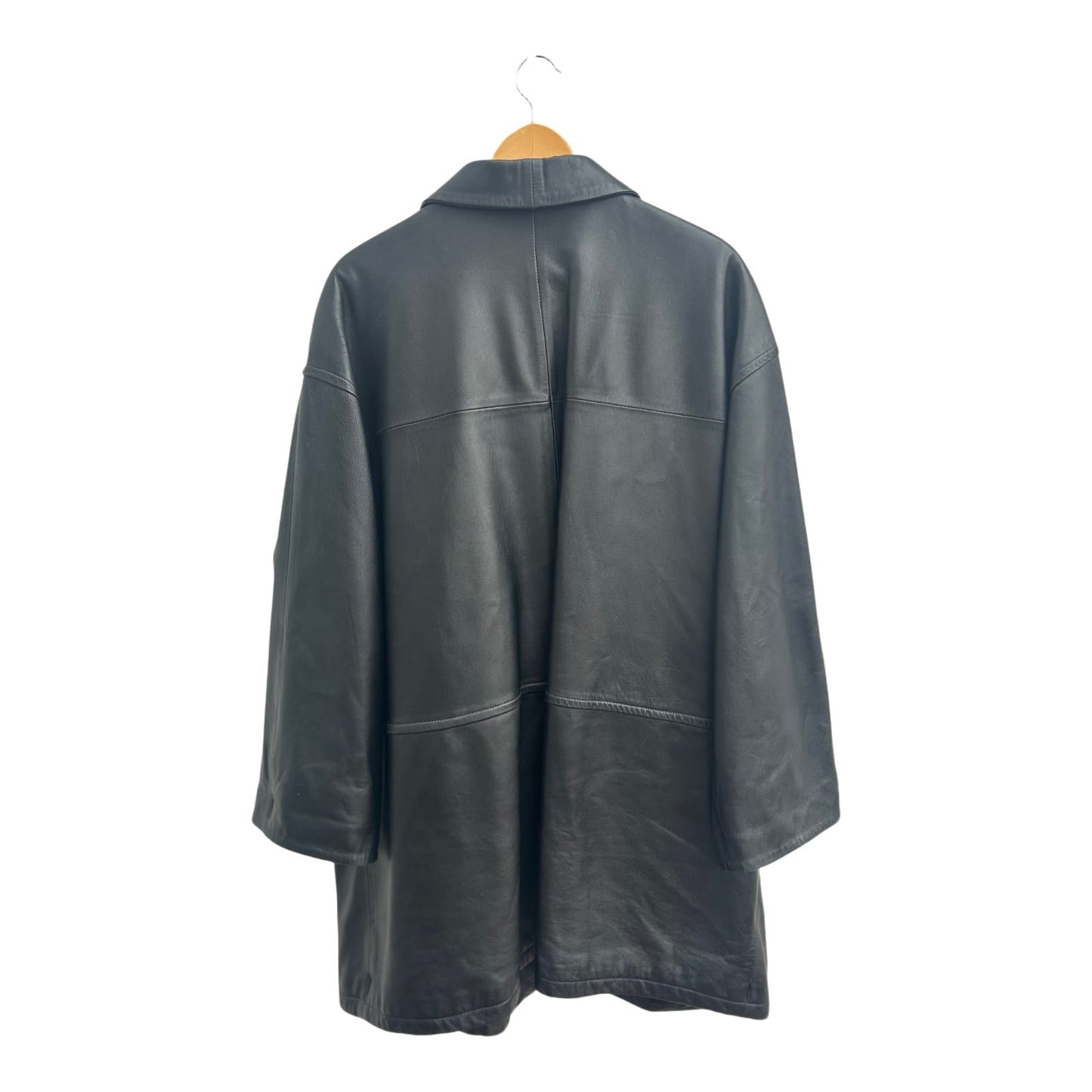 Ledermantel Schwarz Damen Gr 42 Per Me Linea Italiana Echtleder Oversize Vintage
