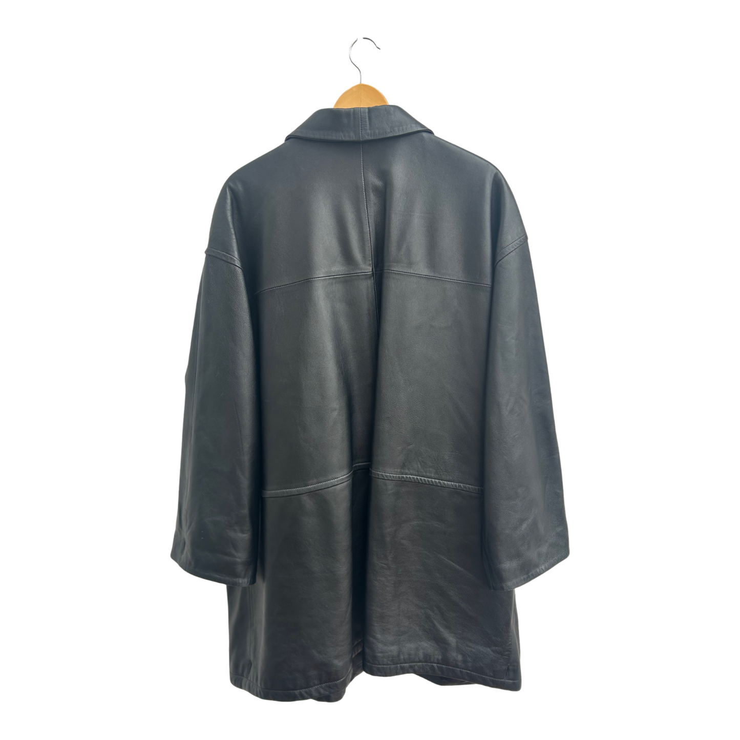 Ledermantel Schwarz Damen Gr 42 Per Me Linea Italiana Echtleder Oversize Vintage