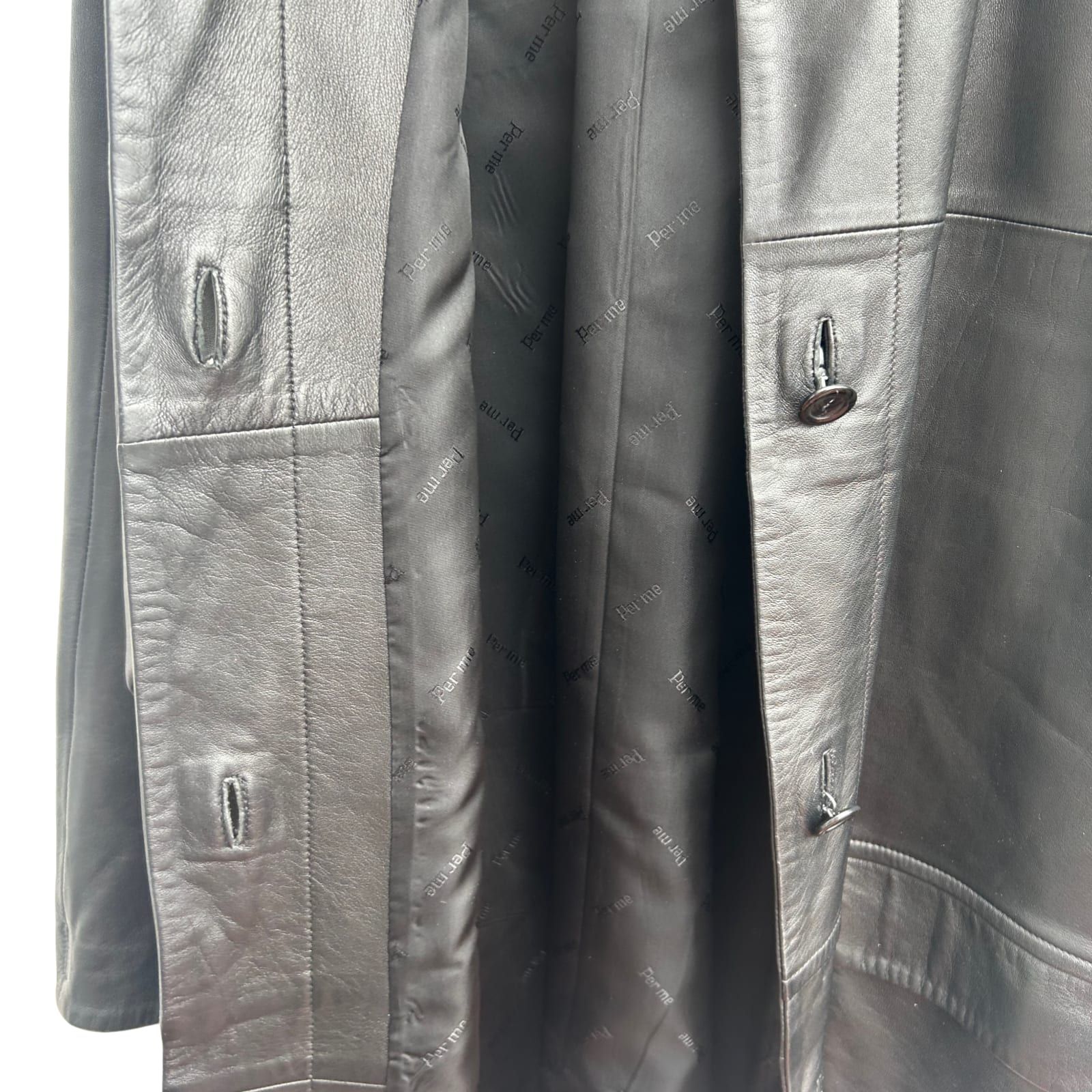 Ledermantel Schwarz Damen Gr 42 Per Me Linea Italiana Echtleder Oversize Vintage