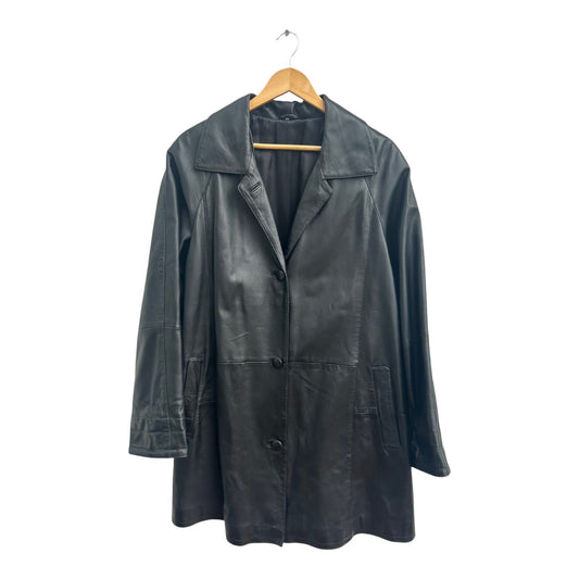 Ledermantel Schwarz Damen Gr 44 Echtleder Lammnappa Elegant Klassisch Pure Panda