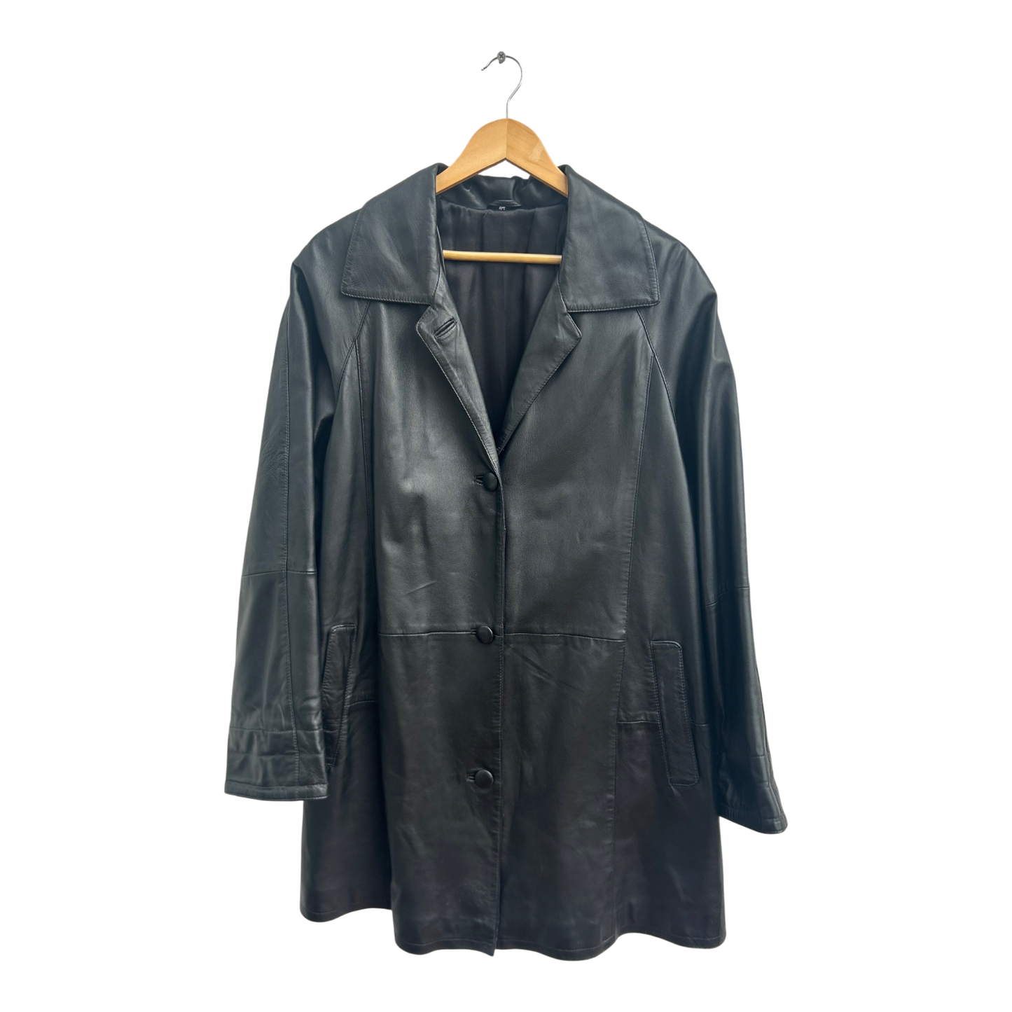 Ledermantel Schwarz Damen Gr 44 Echtleder Lammnappa Elegant Klassisch Pure Panda