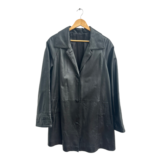 Ledermantel Schwarz Damen Gr 44 Echtleder Lammnappa Elegant Klassisch Pure Panda