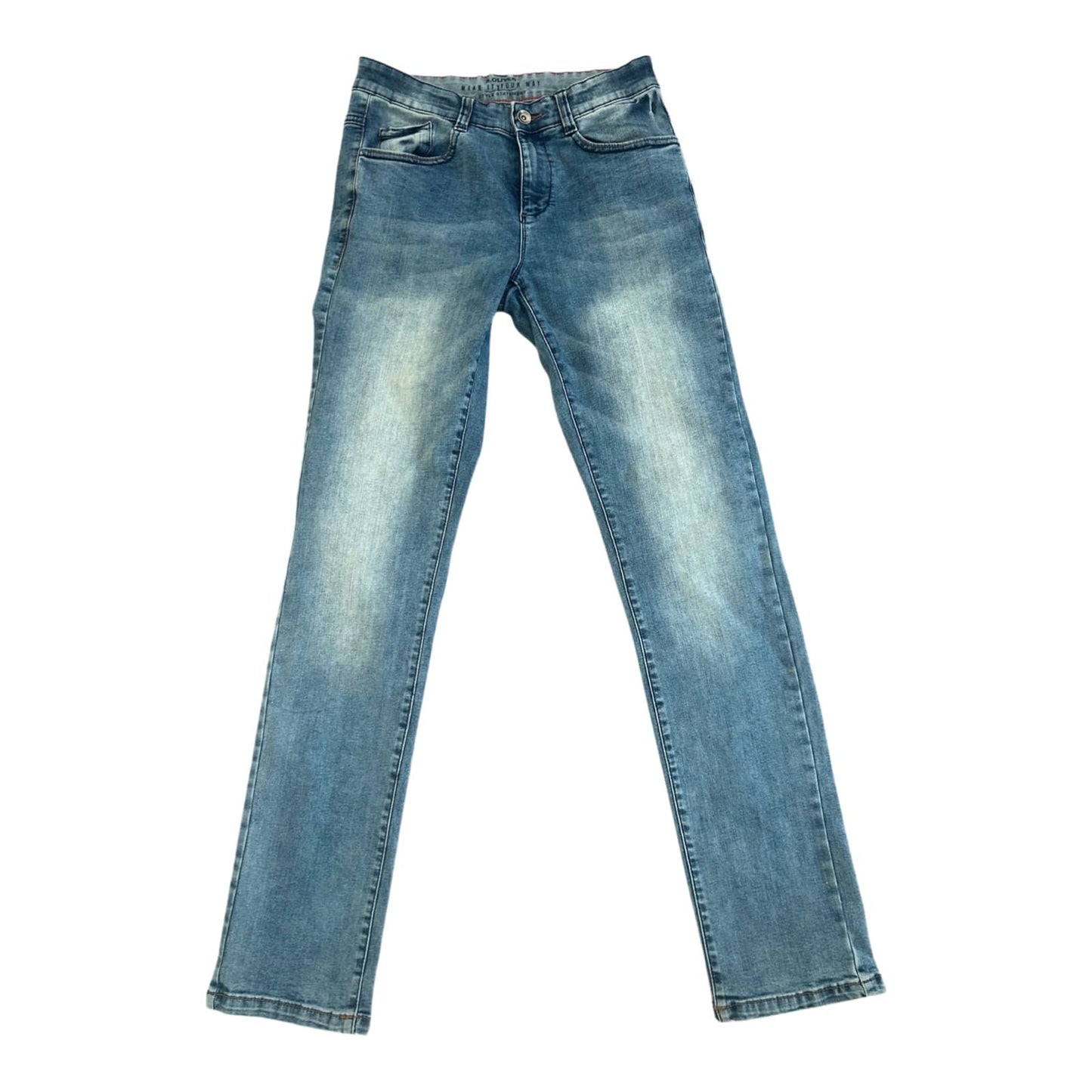 S Oliver Jeans Damen Hose Gr 36 Blau Slim Fit Stretch Used Look Denim
