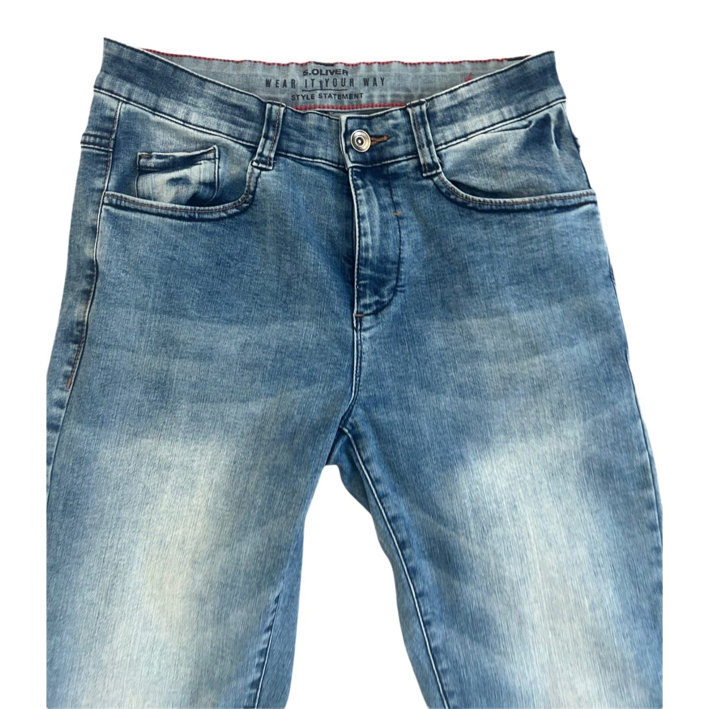 S Oliver Jeans Damen Hose Gr 36 Blau Slim Fit Stretch Used Look Denim