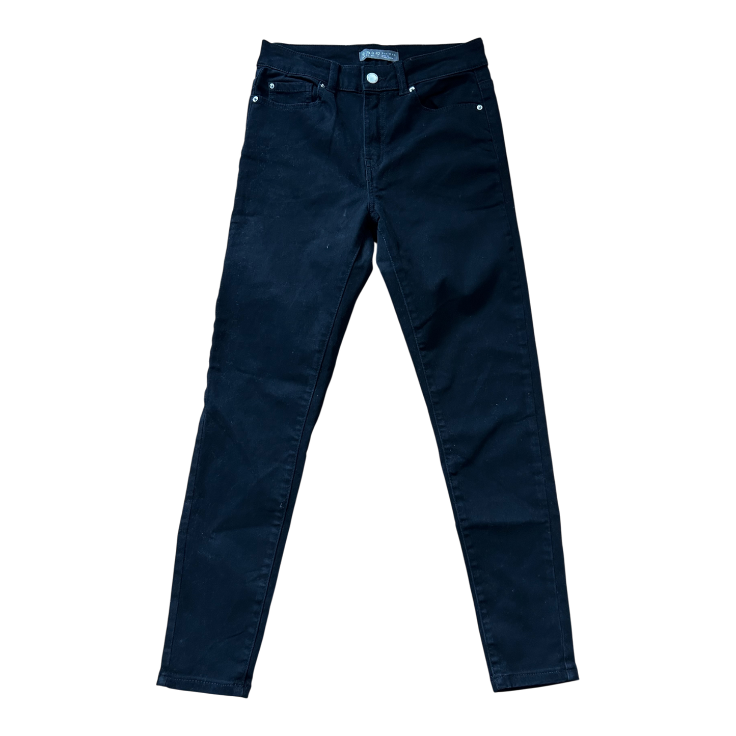 Denim Co Damen Hose Gr 38 Schwarz Baumwolle Stretch Slim Fit Modern Alltag