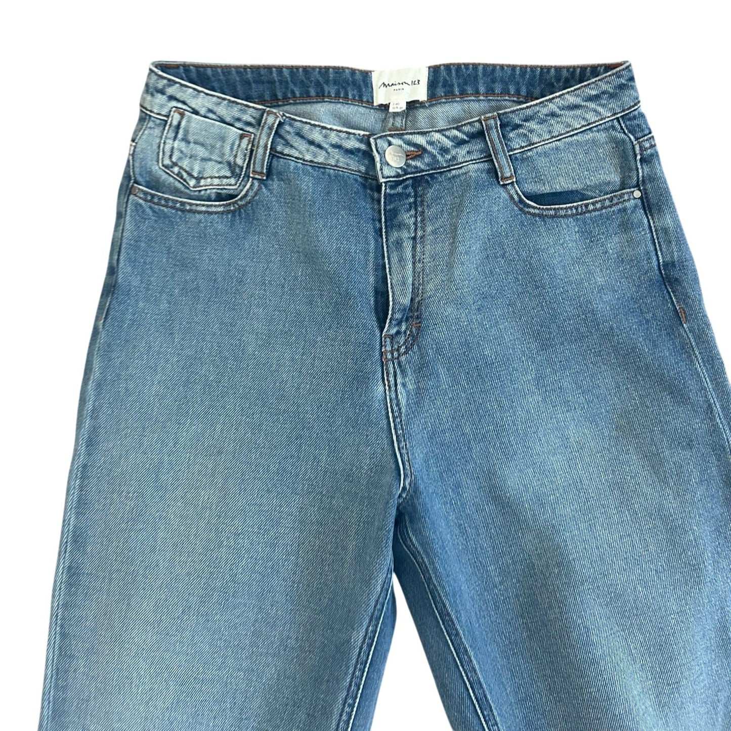 Maison 123 Jeans Damen Hose Gr 38 Blau High Waist Wide Leg Baumwolle