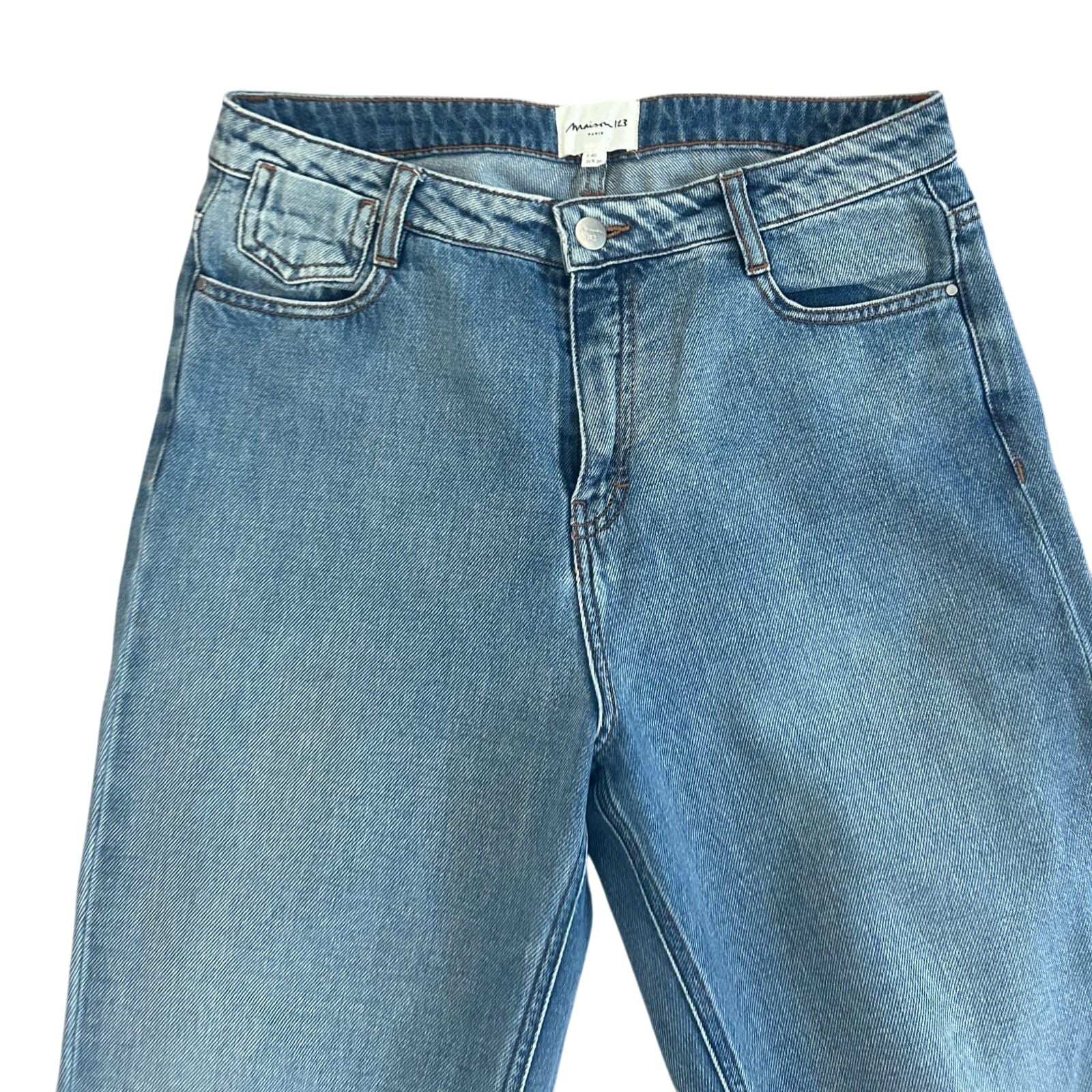 Maison 123 Jeans Damen Hose Gr 38 Blau High Waist Wide Leg Baumwolle