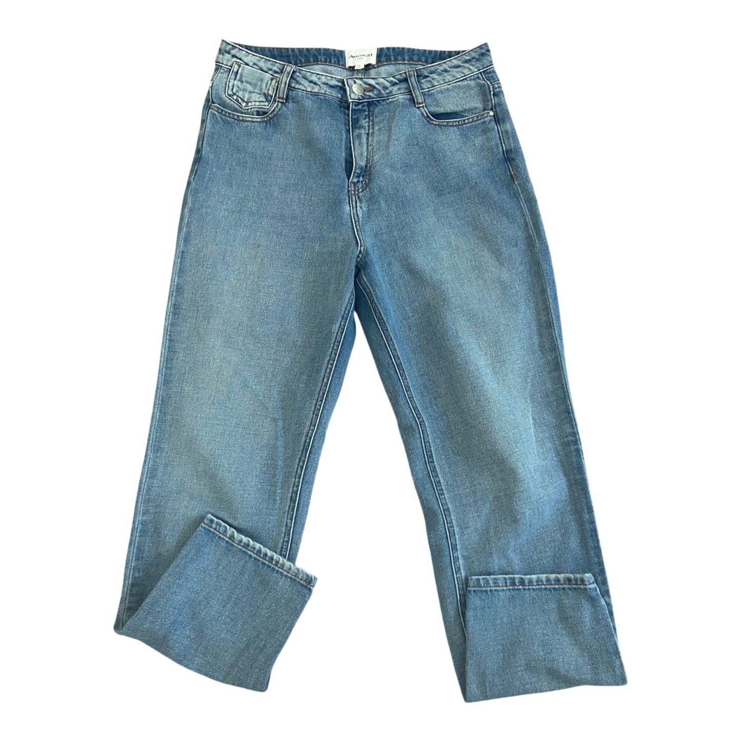 Maison 123 Jeans Damen Hose Gr 38 Blau High Waist Wide Leg Baumwolle