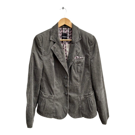 Taifun Blazer Damen 42 Grau Cord Klassisch Elegant Baumwolle Stretch Gefüttert