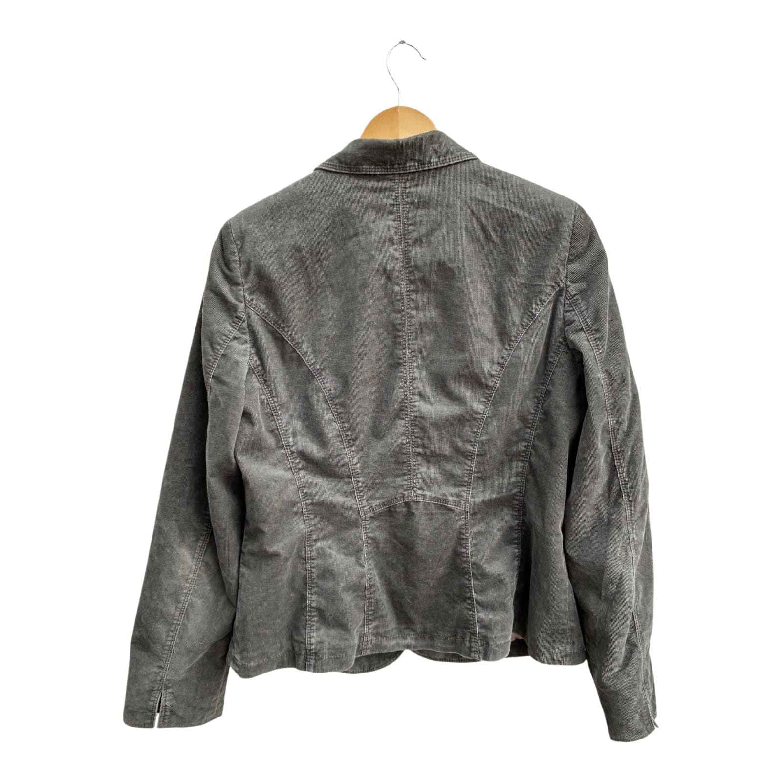 Taifun Blazer Damen 42 Grau Cord Klassisch Elegant Baumwolle Stretch Gefüttert