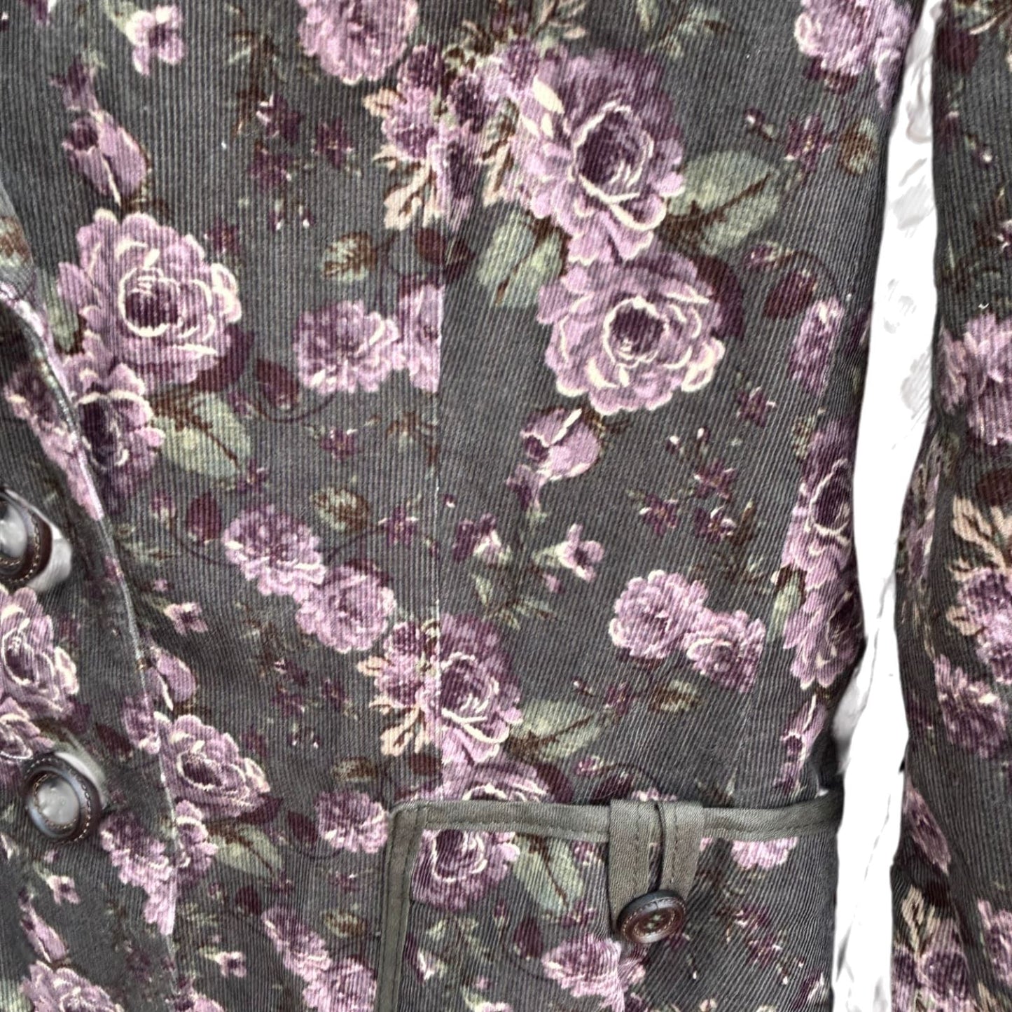 Himmelblau Blazer Damen 40 Khaki Rosa Blumen Cord Elegant Gefüttert Baumwolle