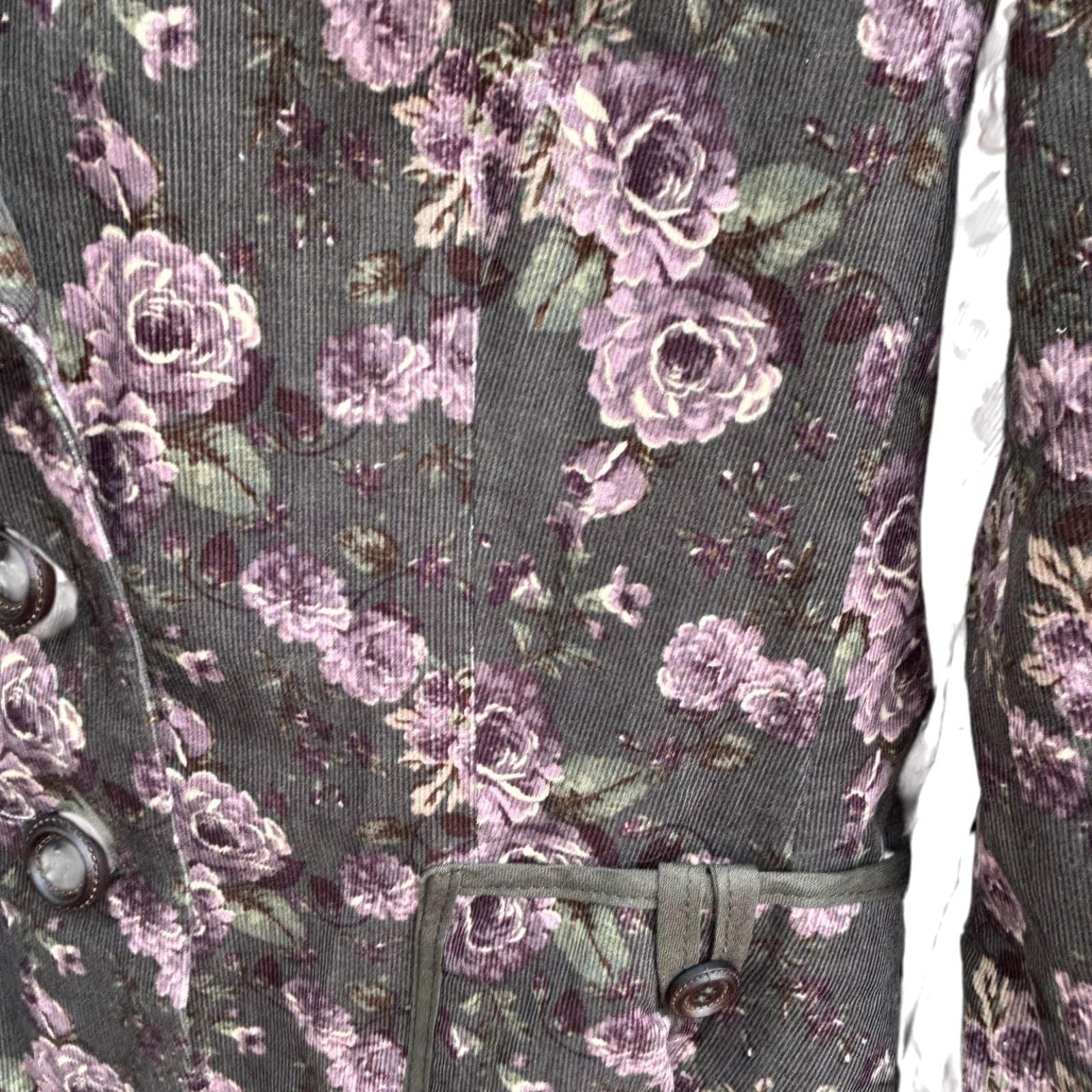 Himmelblau Blazer Damen 40 Khaki Rosa Blumen Cord Elegant Gefüttert Baumwolle