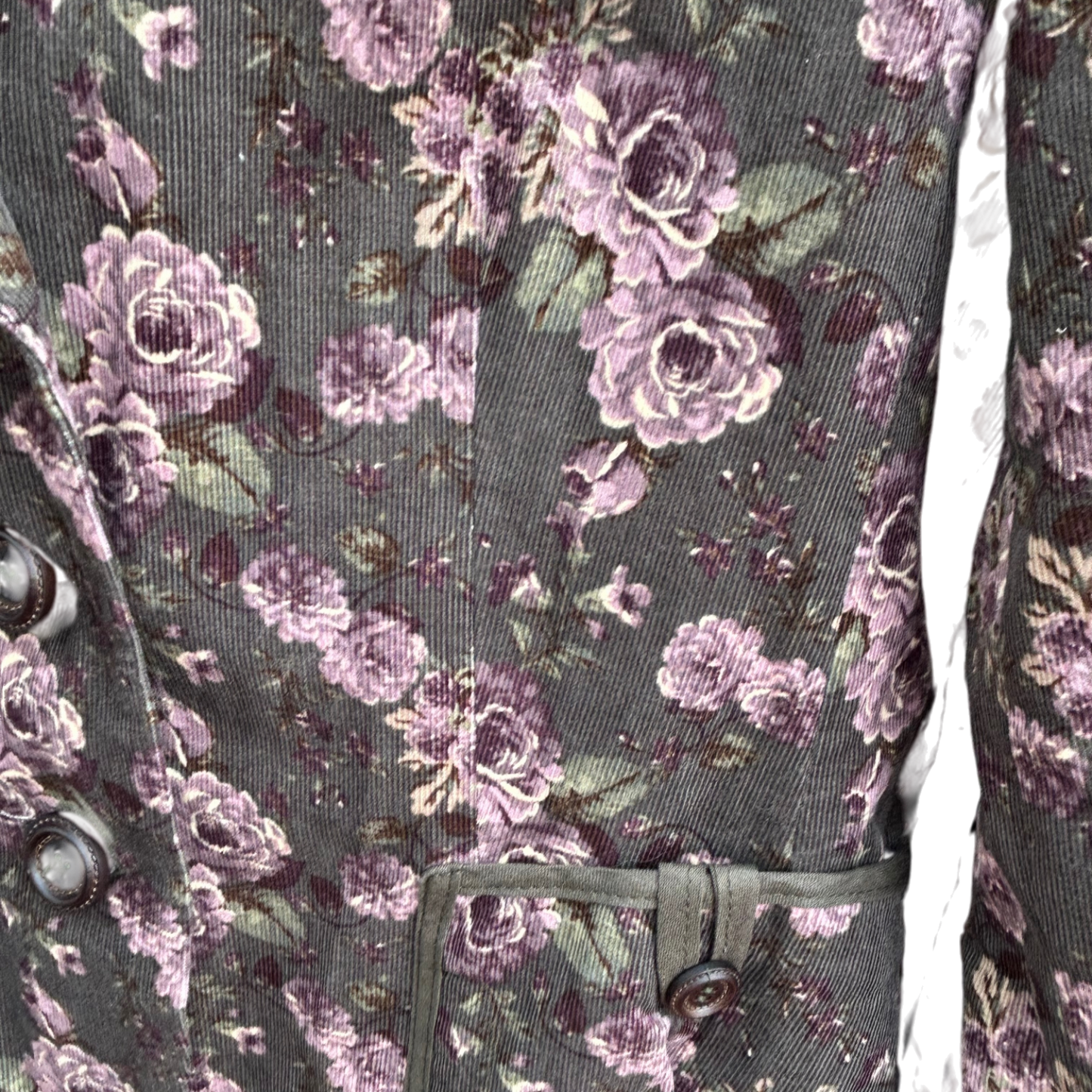 Himmelblau Blazer Damen 40 Khaki Rosa Blumen Cord Elegant Gefüttert Baumwolle