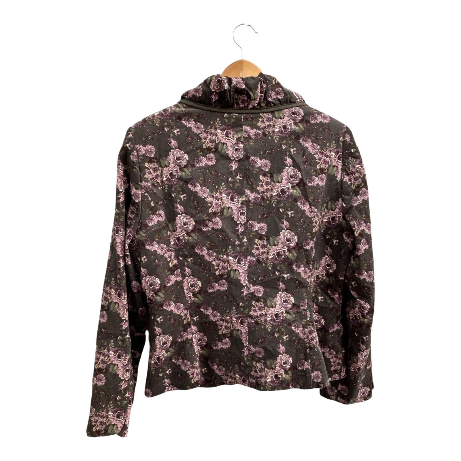 Himmelblau Blazer Damen 40 Khaki Rosa Blumen Cord Elegant Gefüttert Baumwolle