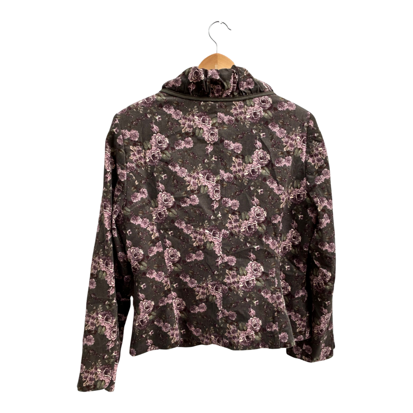 Himmelblau Blazer Damen 40 Khaki Rosa Blumen Cord Elegant Gefüttert Baumwolle