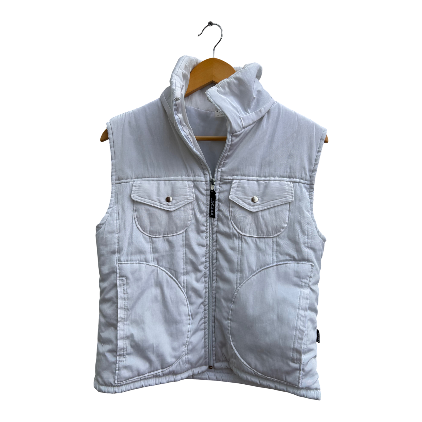 Laura Steppweste Damen Gr 38 Weiß Stehkragen Taschen Freizeit Übergangszeit