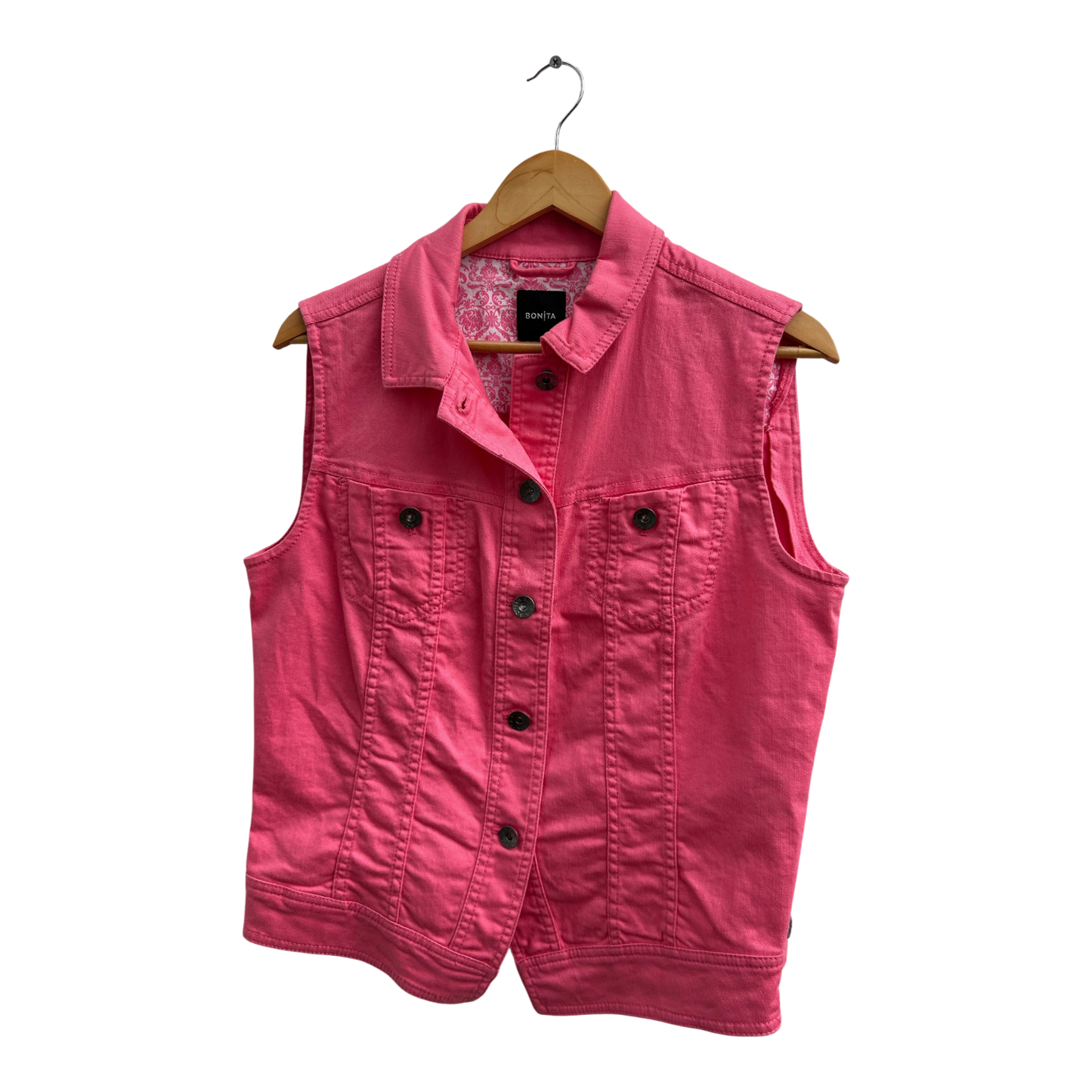 Bonita Jeansweste Damen Gr 40 Pink Stretch Sommer Freizeit Modern Klassisch