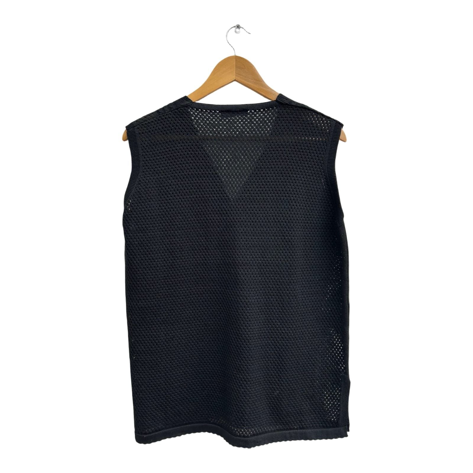 Vintage Anne M Netzweste Damen XL Schwarz 80er Stil Sommer Weste Retro Mesh