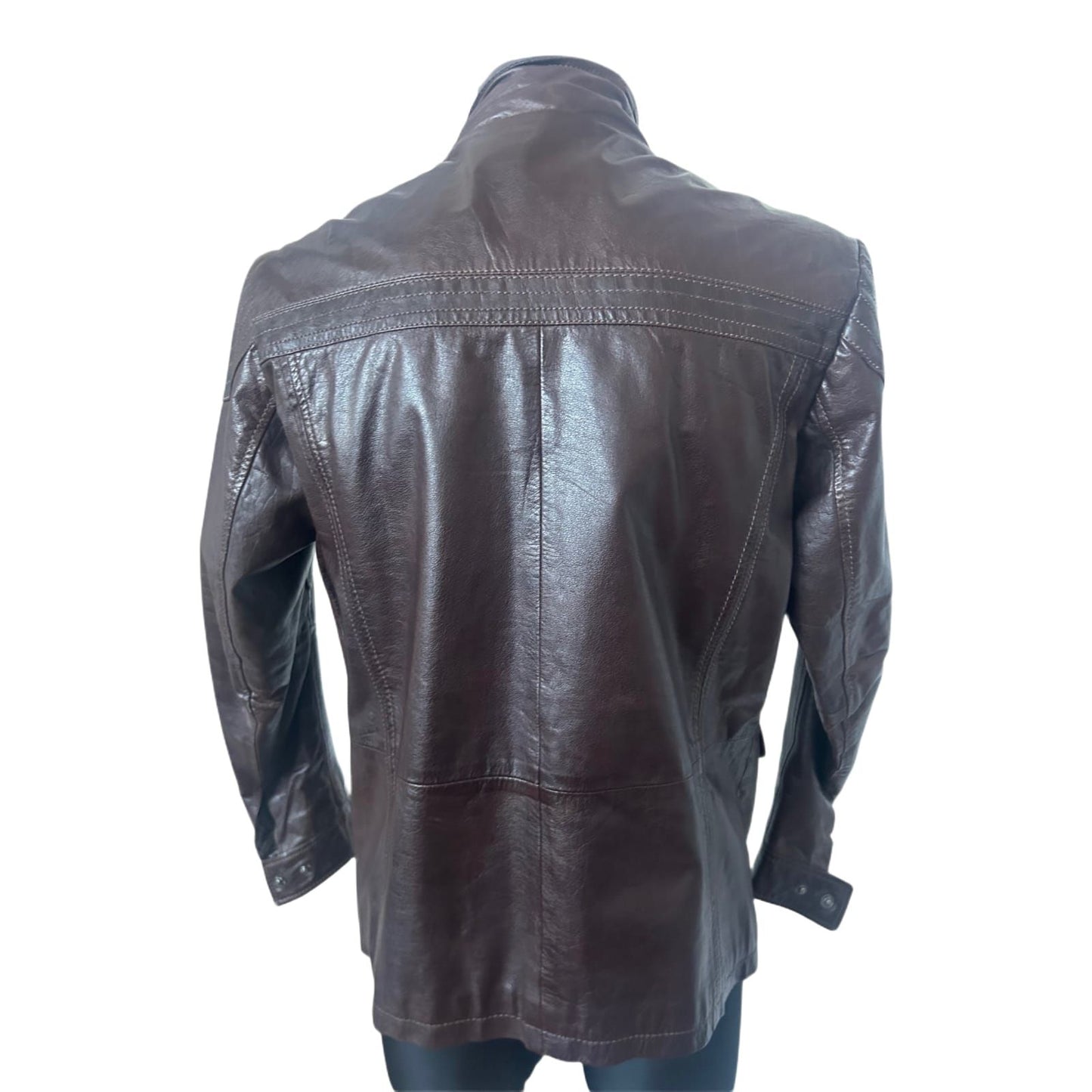 Manguun Herren Lederjacke Gr S Braun Bikerjacke Echtleder Vintage Stil