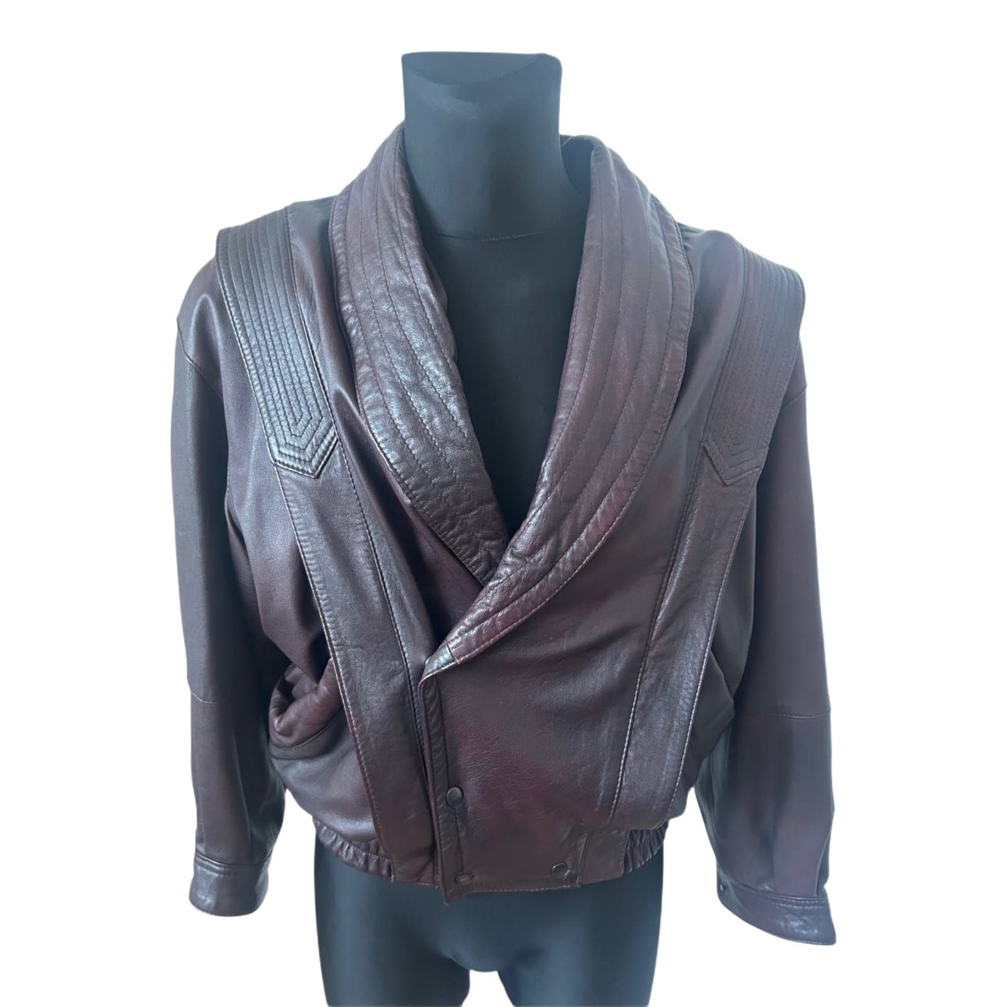 Herren Lederjacke Gr 48 Braun Vintage 80er Echtleder Blouson Schalkragen