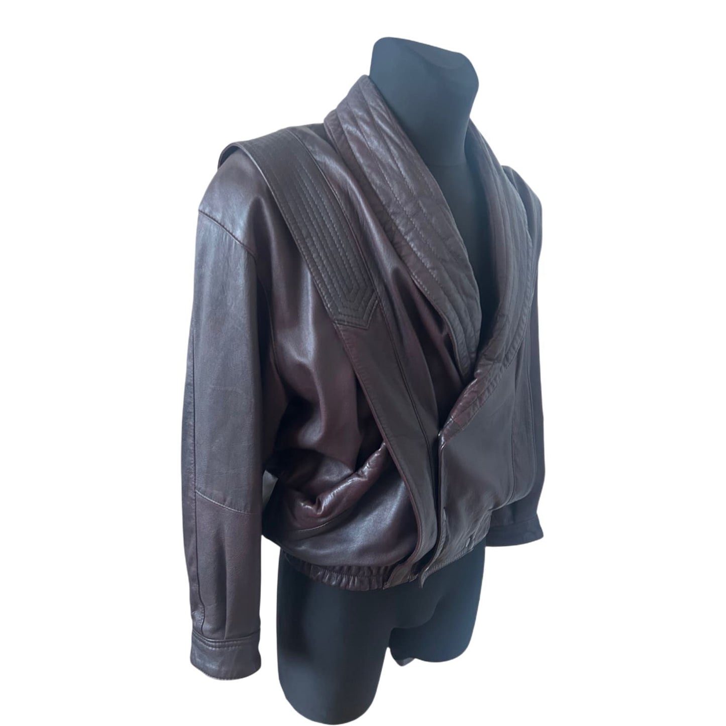 Herren Lederjacke Gr 48 Braun Vintage 80er Echtleder Blouson Schalkragen