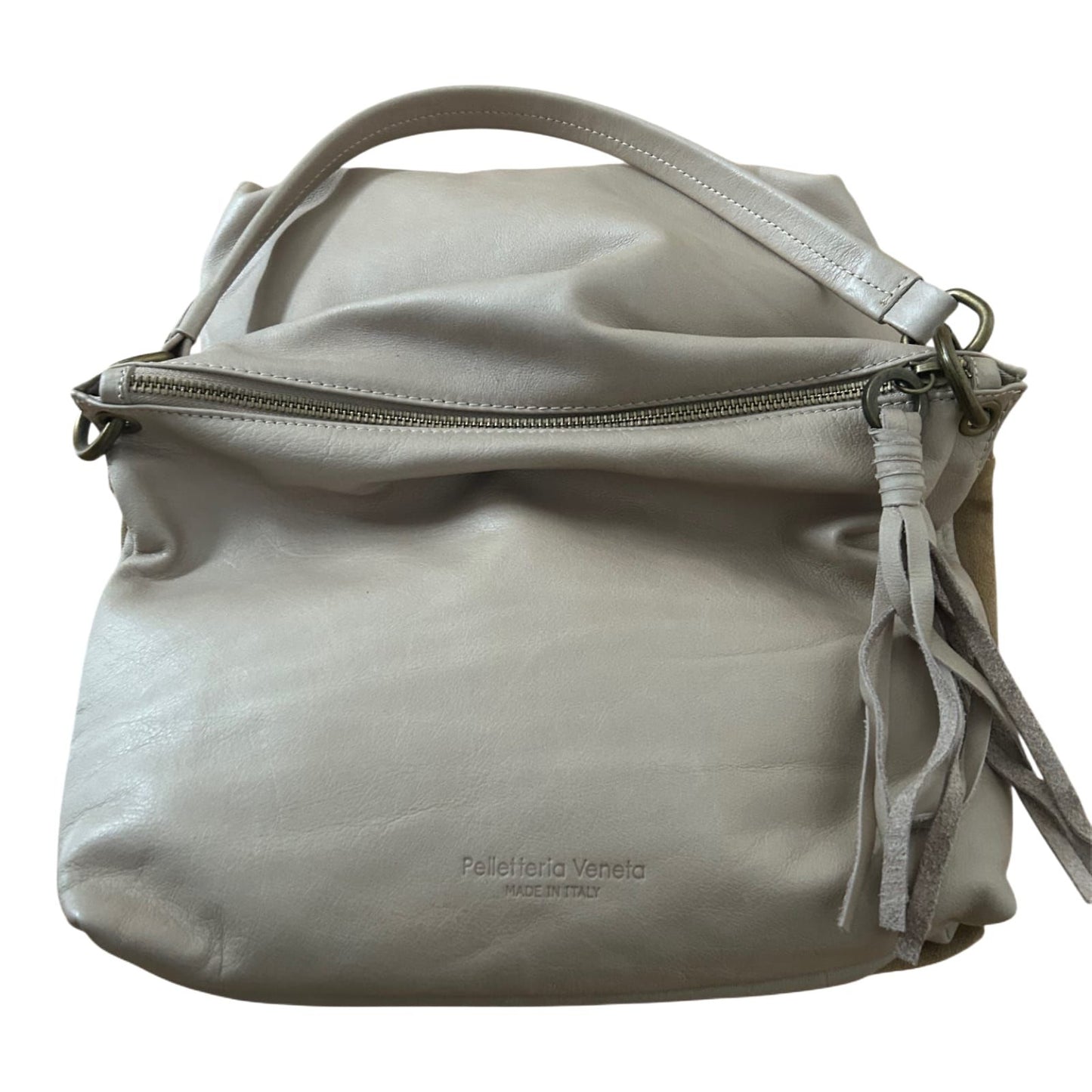 Pelletteria Veneta Tasche Damen Handtasche Echtleder Beige Italien Crossbody Elegant