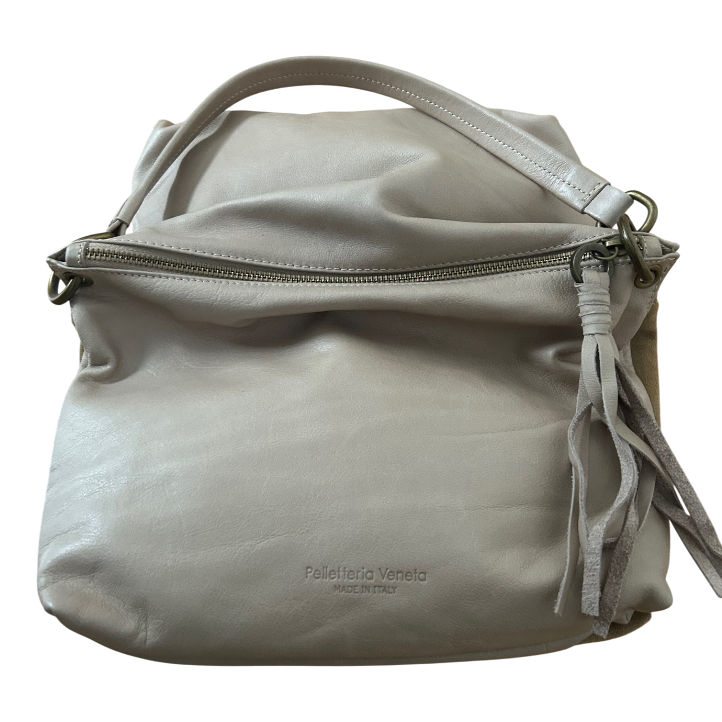 Pelletteria Veneta Tasche Damen Handtasche Echtleder Beige Italien Crossbody Elegant