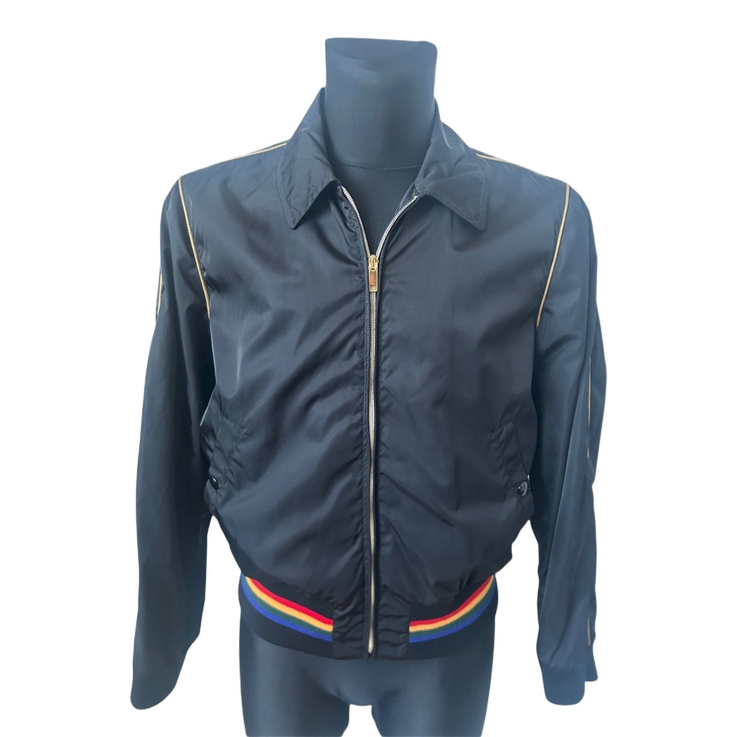 Marc Jacobs Herren Jacke Gr 50 Schwarz Blouson Rainbow Bund Luxus Designer