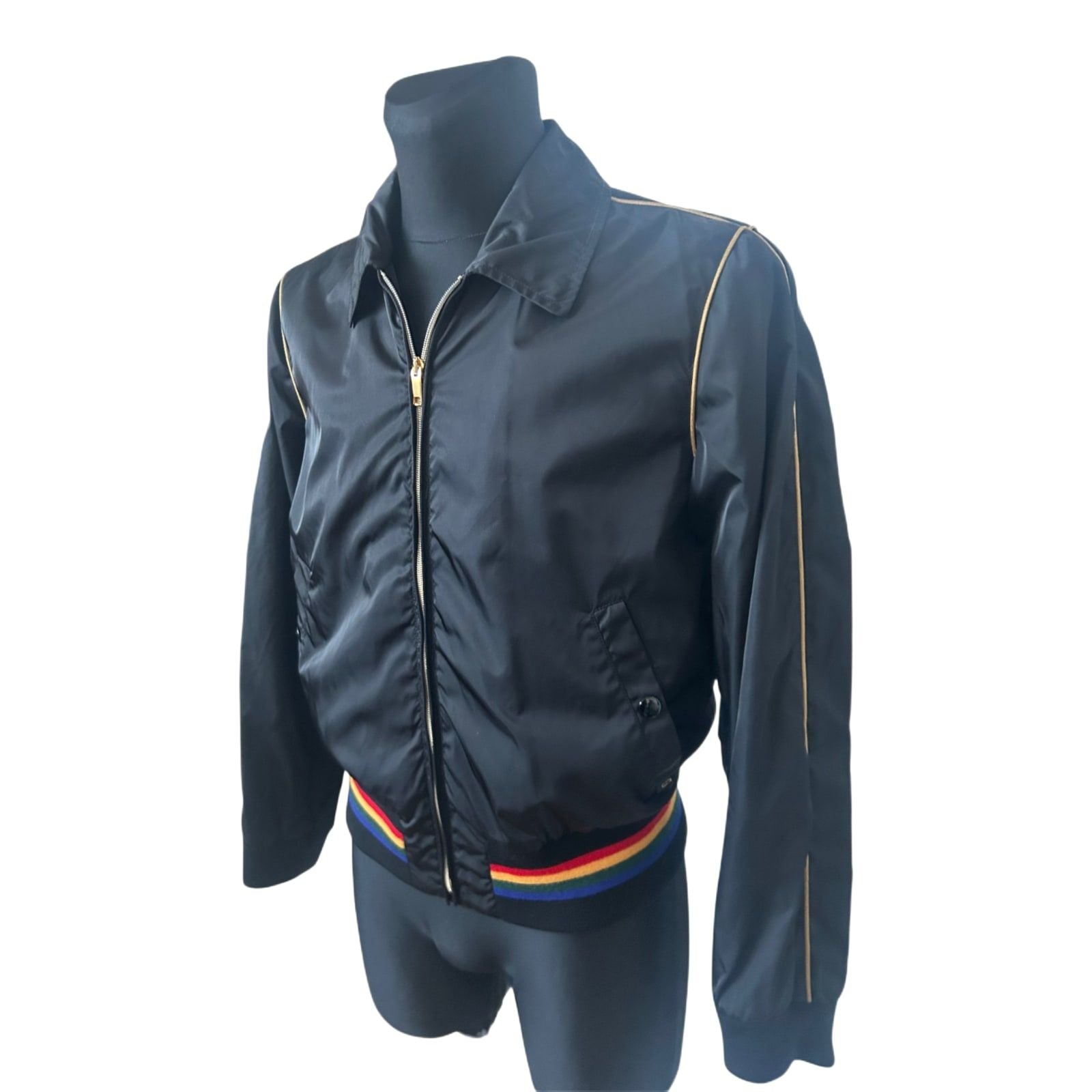 Marc Jacobs Herren Jacke Gr 50 Schwarz Blouson Rainbow Bund Luxus Designer