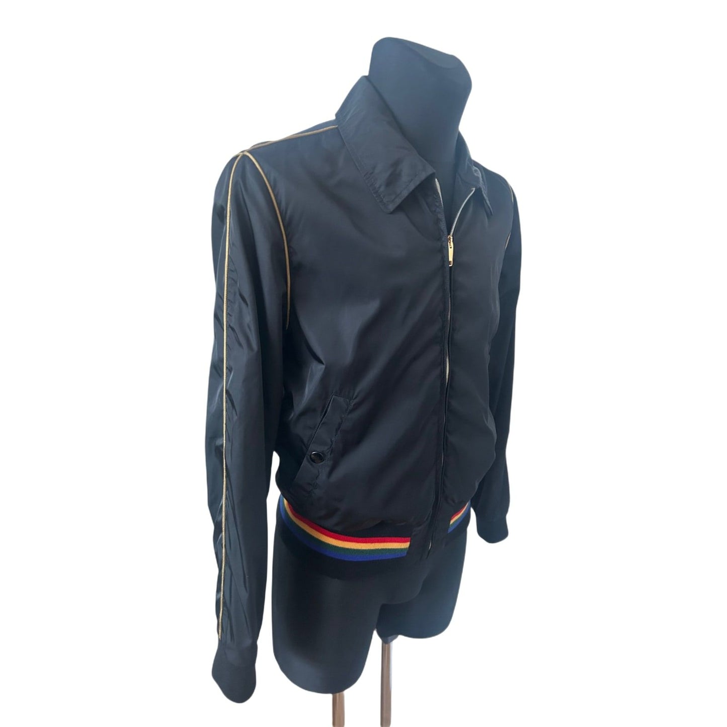 Marc Jacobs Herren Jacke Gr 50 Schwarz Blouson Rainbow Bund Luxus Designer