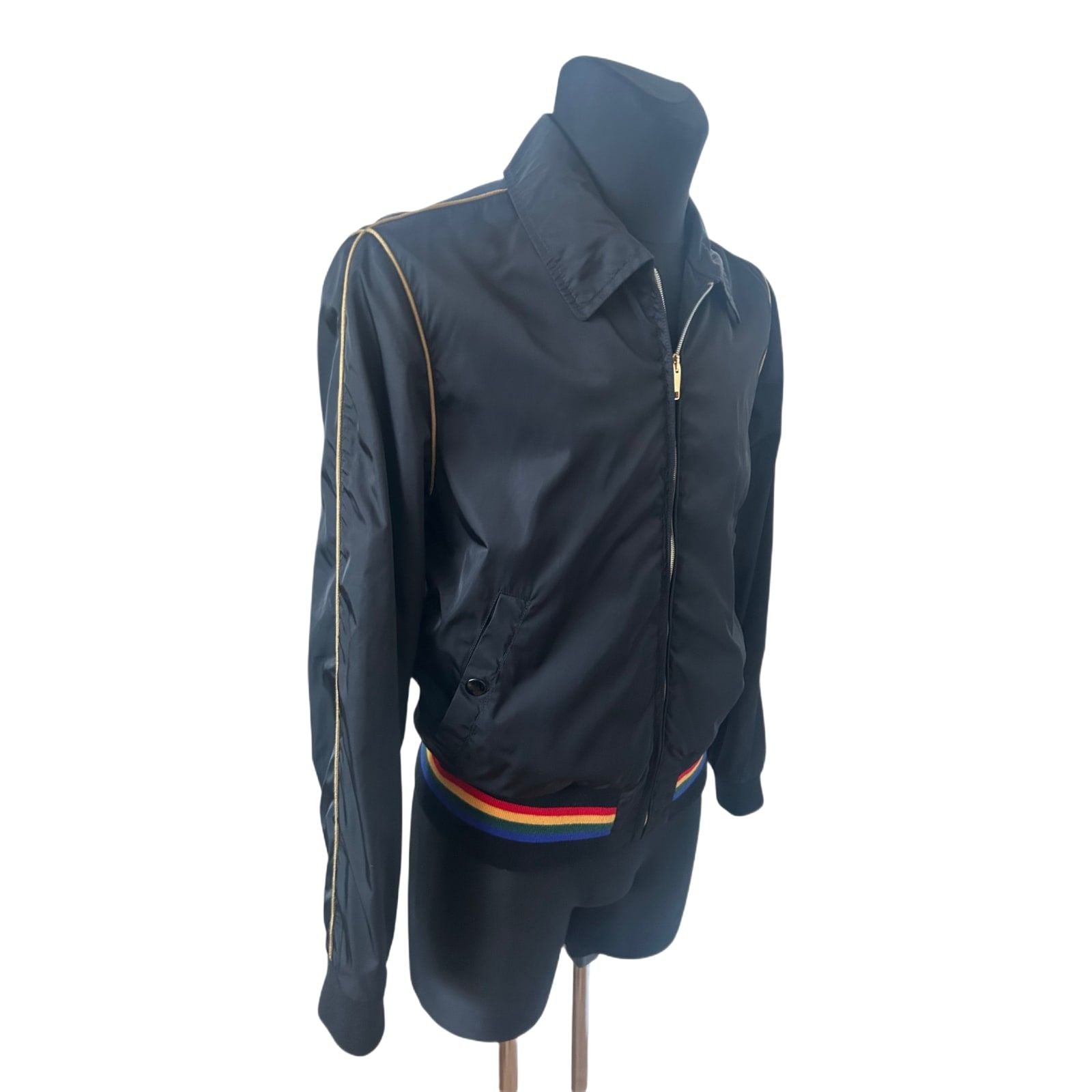 Marc Jacobs Herren Jacke Gr 50 Schwarz Blouson Rainbow Bund Luxus Designer