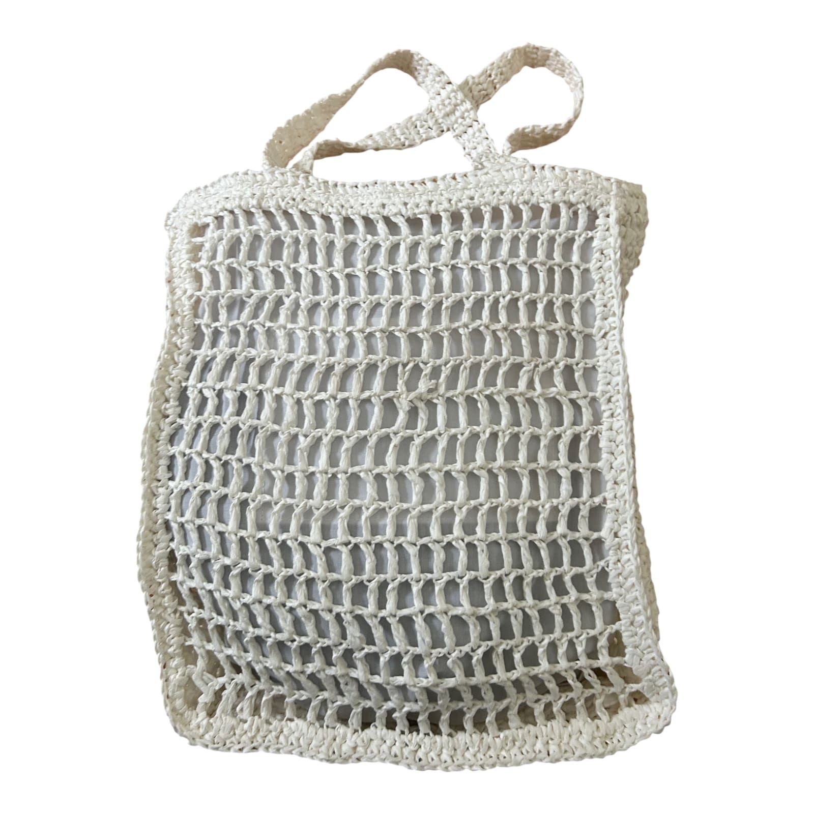 Vimoda Rive Gauche Tasche Weiß Häkel Shopper Sommer Boho Strandtasche Neu Etikett
