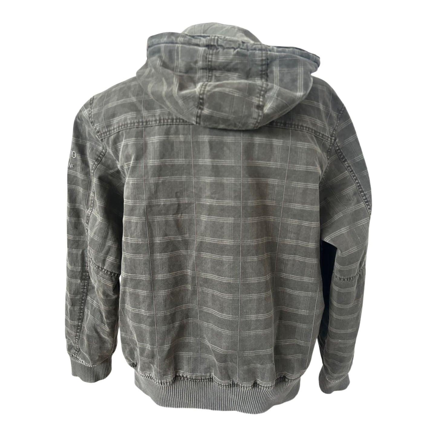 Camp David Herren Jacke Gr XL Khaki Kariert Kapuze Reißverschluss Casual