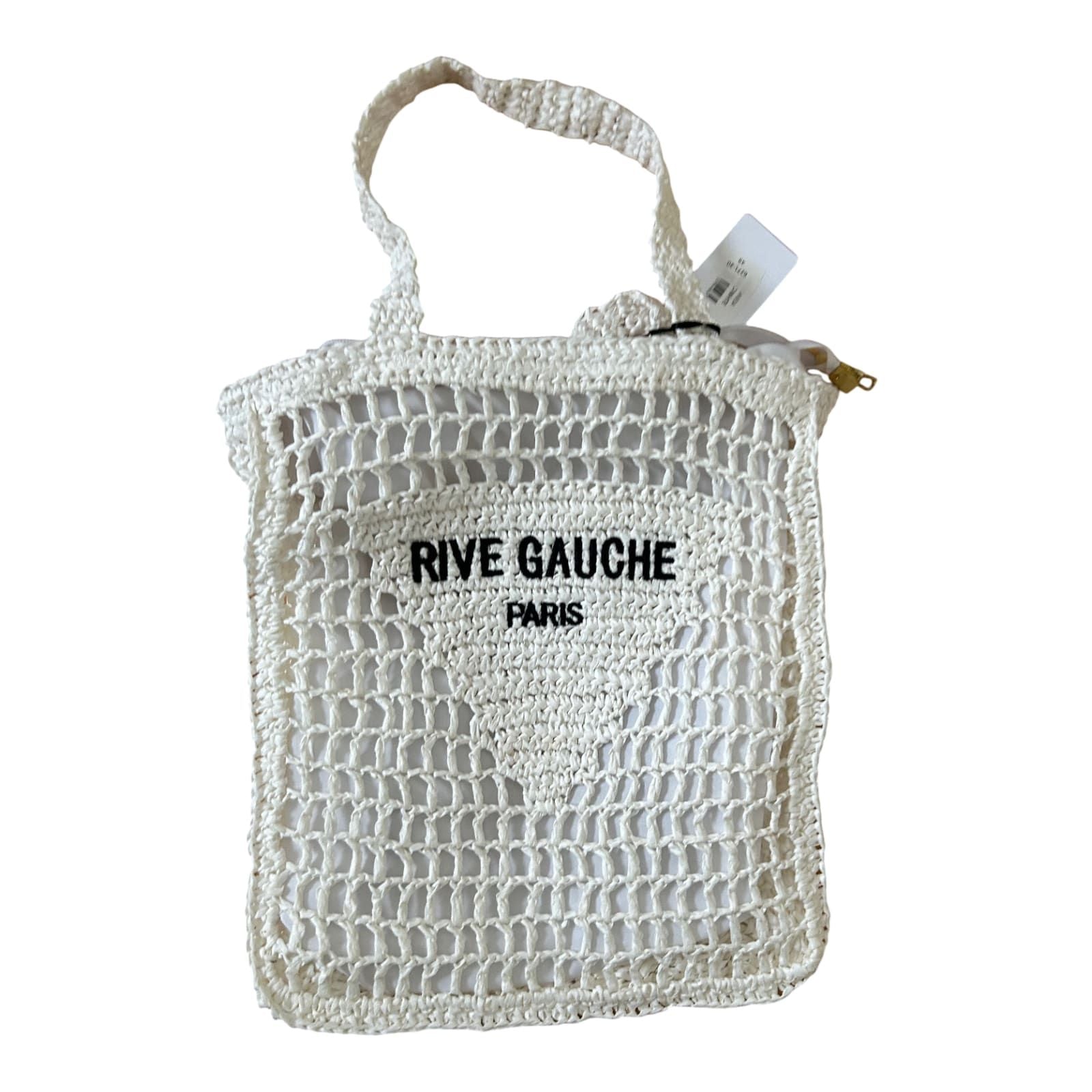 Vimoda Rive Gauche Tasche Weiß Häkel Shopper Sommer Boho Strandtasche Neu Etikett