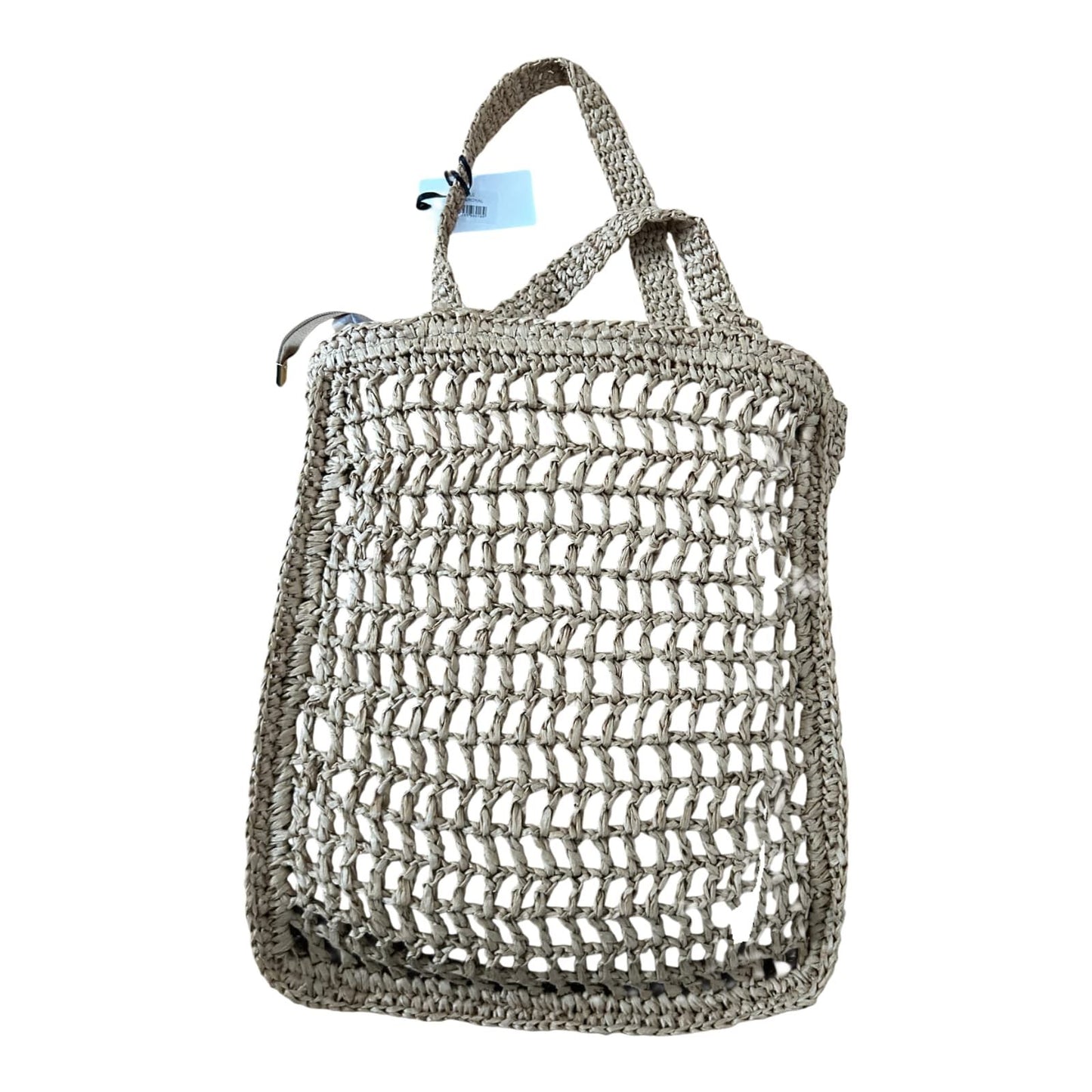 Vimoda Rive Gauche Tasche Blau Beige Häkel Shopper Sommer Boho Strandtasche Neu Etikett