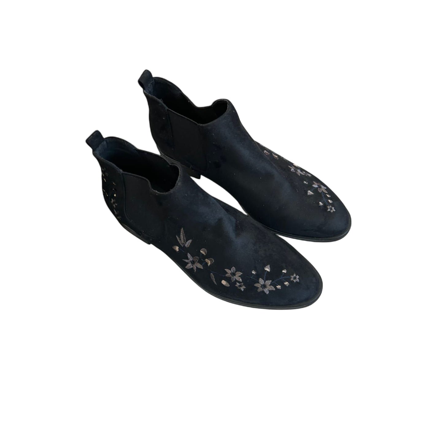 🌸 Graceland Damen Stiefeletten Gr. 40 Schwarz – Blumenstickerei 🌸