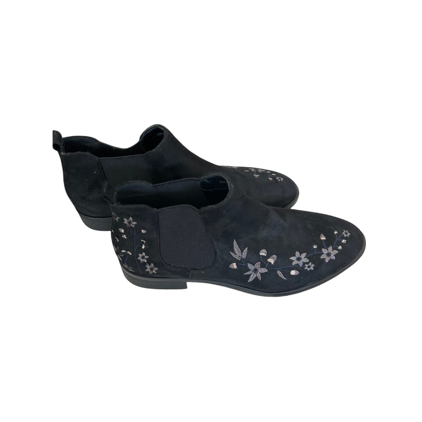 🌸 Graceland Damen Stiefeletten Gr. 40 Schwarz – Blumenstickerei 🌸