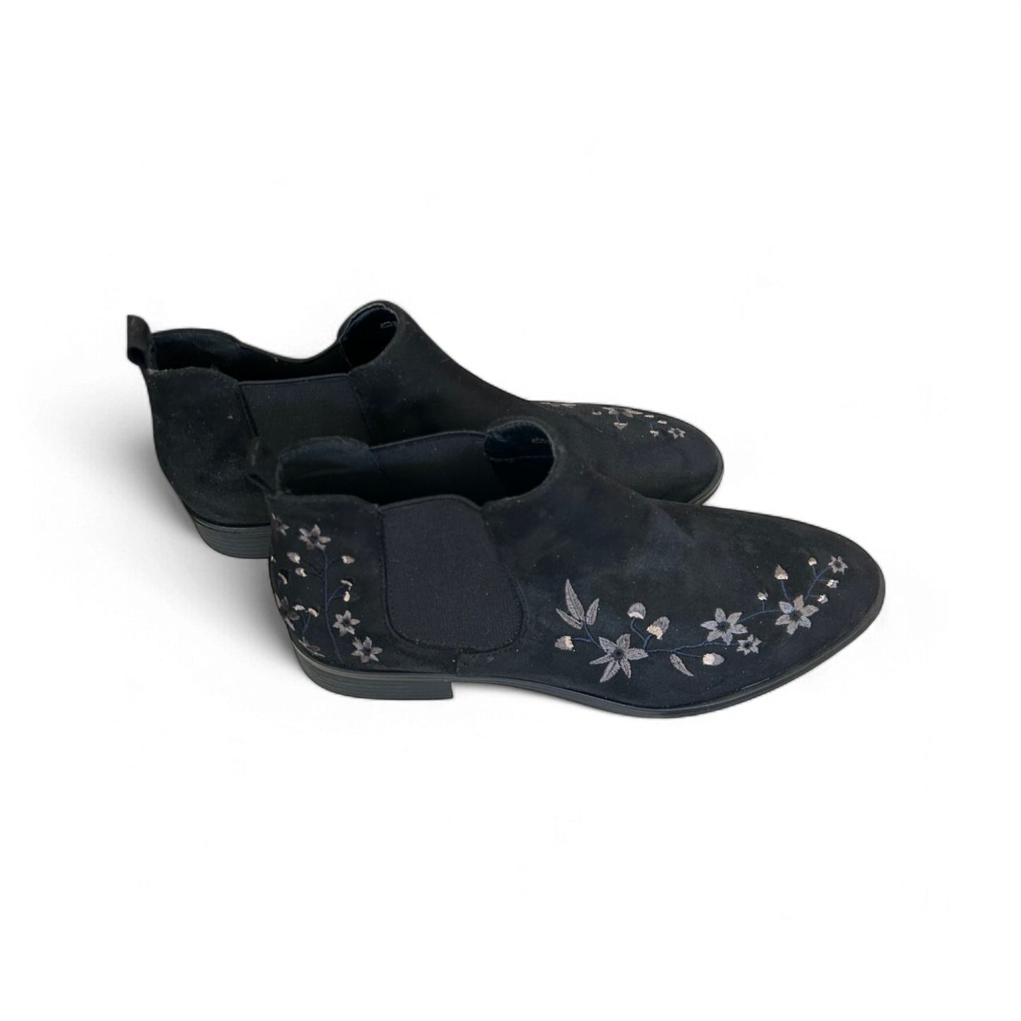 🌸 Graceland Damen Stiefeletten Gr. 40 Schwarz – Blumenstickerei 🌸