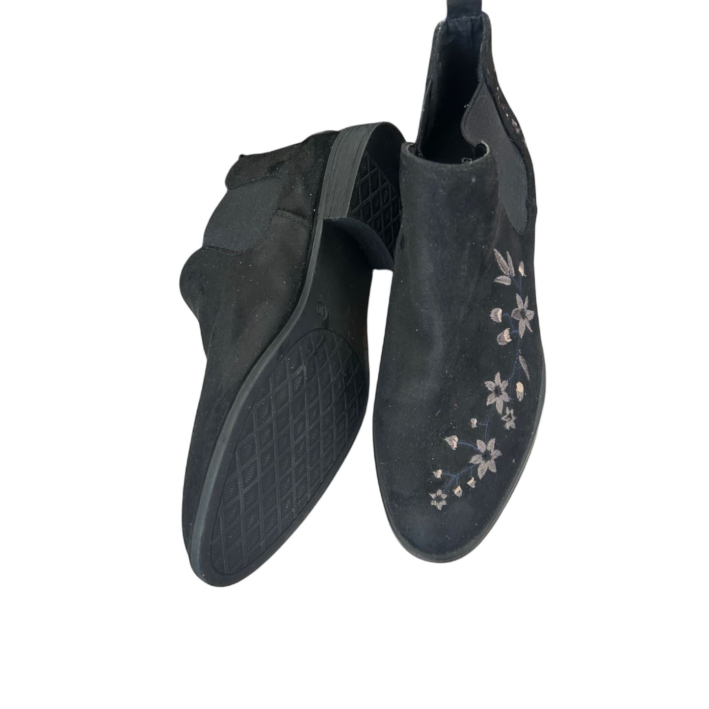 🌸 Graceland Damen Stiefeletten Gr. 40 Schwarz – Blumenstickerei 🌸