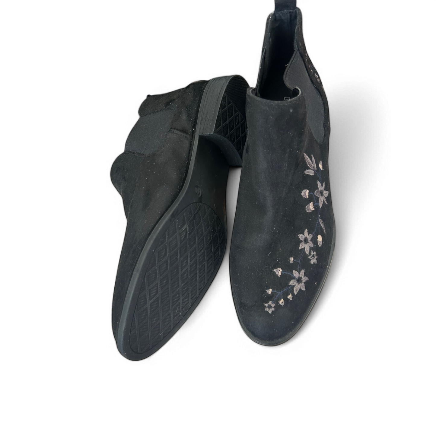 🌸 Graceland Damen Stiefeletten Gr. 40 Schwarz – Blumenstickerei 🌸
