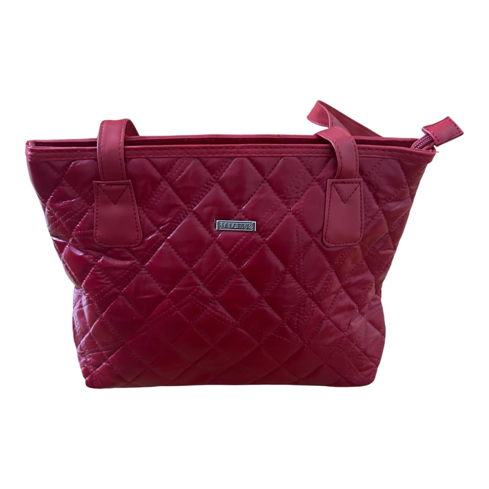 Stefano Tasche Rot Kunstleder Schultertasche Damen Elegant Gesteppt Klassisch